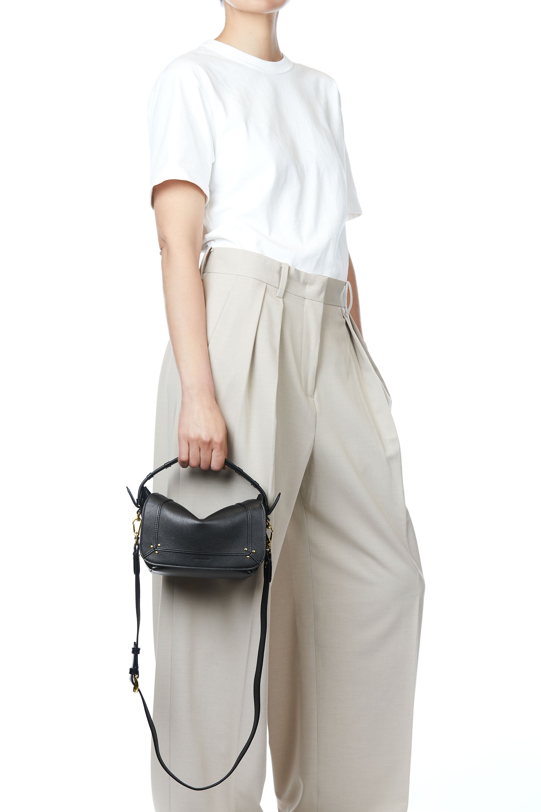 Sac Pepito S Buffle Noir Brass