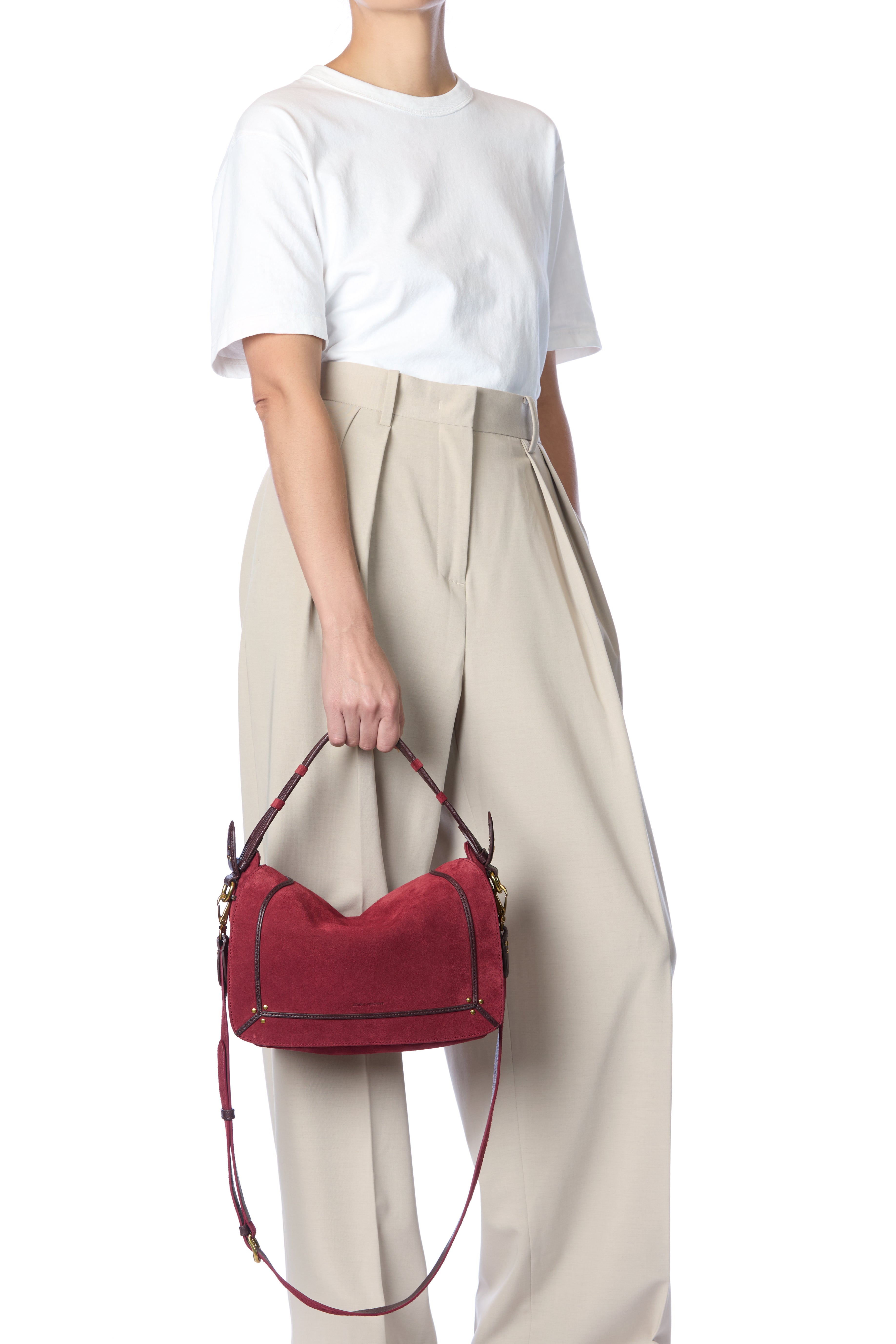 Sac Pepito M Croûte Velours Burgundy