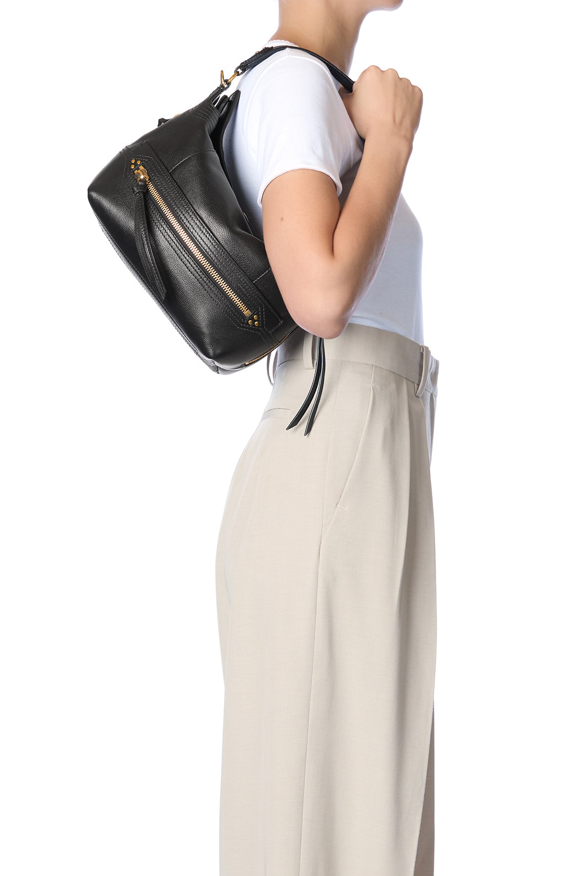 Sac Lucky Hobo Buffle Noir Brass