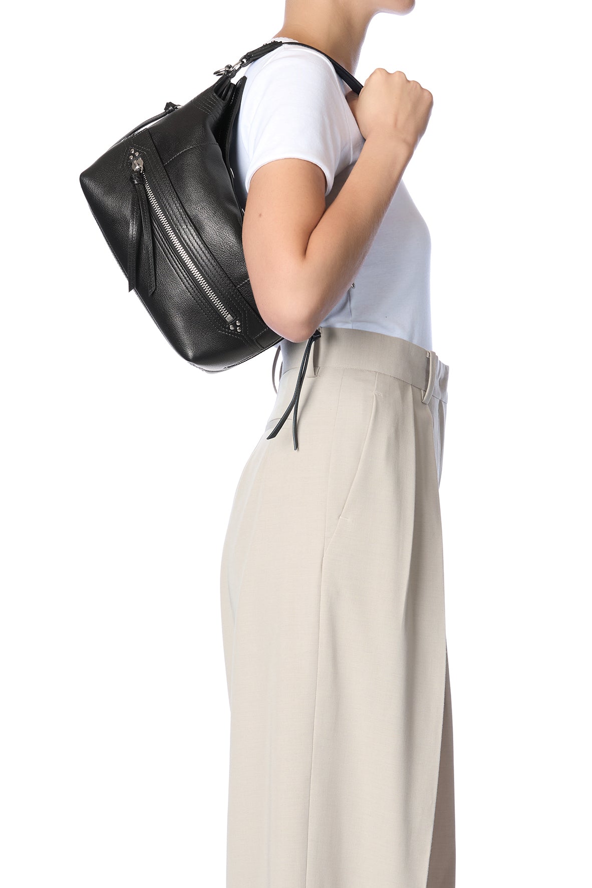 Sac Lucky Hobo Buffle Noir Silver