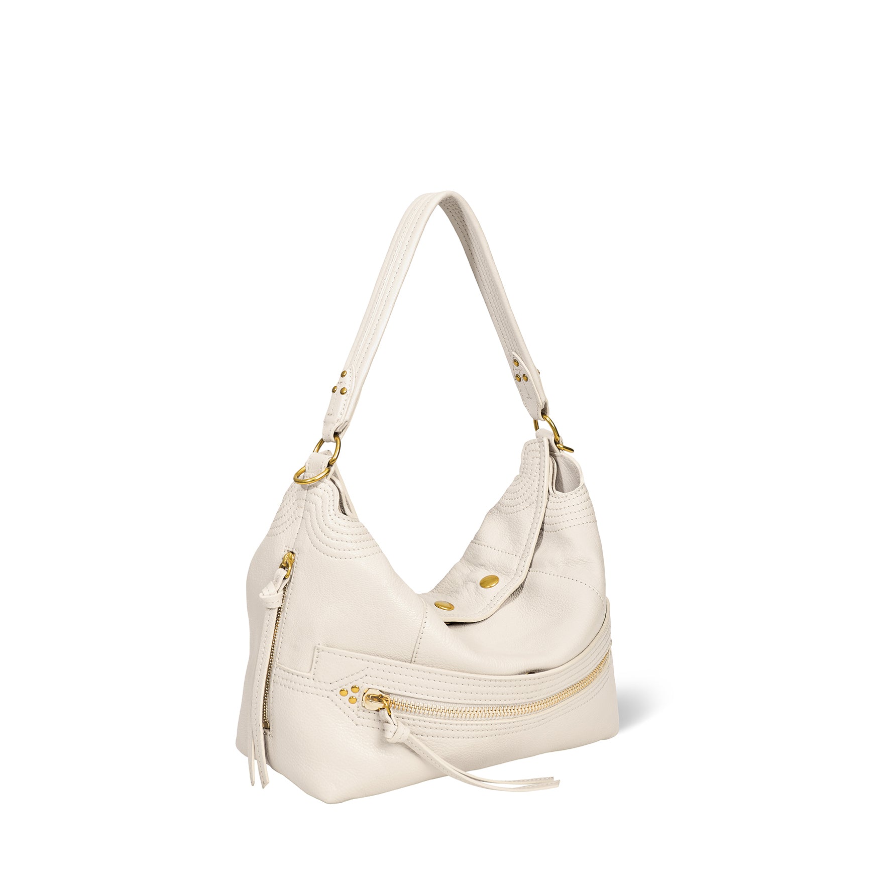 Sac Lucky Hobo Chèvre Ecru grainé