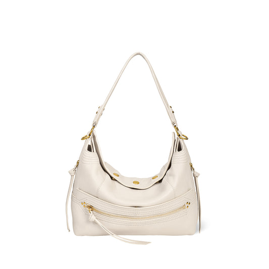 Sac Lucky Hobo Chèvre Ecru grainé