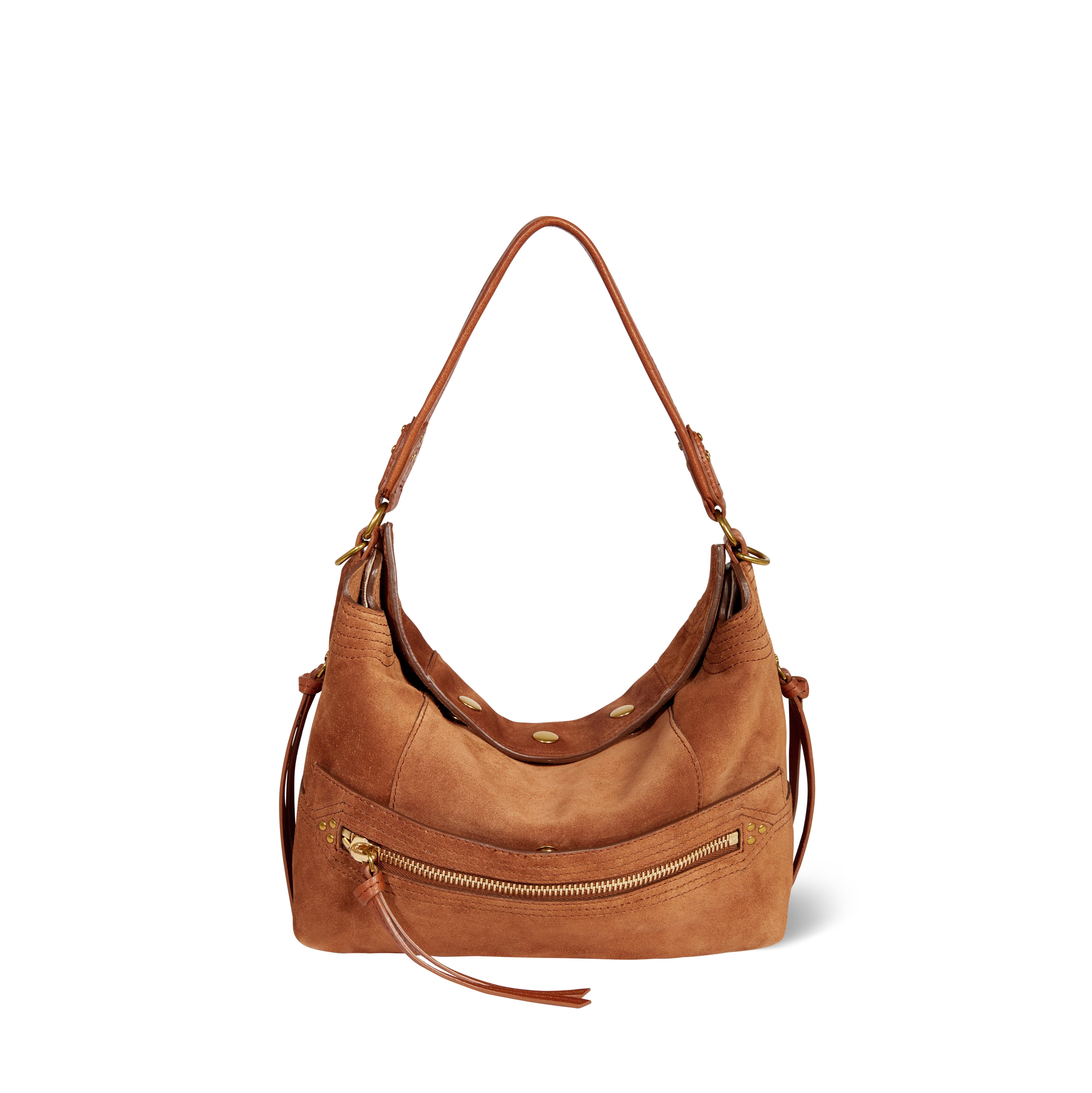 Sac Lucky Hobo Croûte Velours Caramel