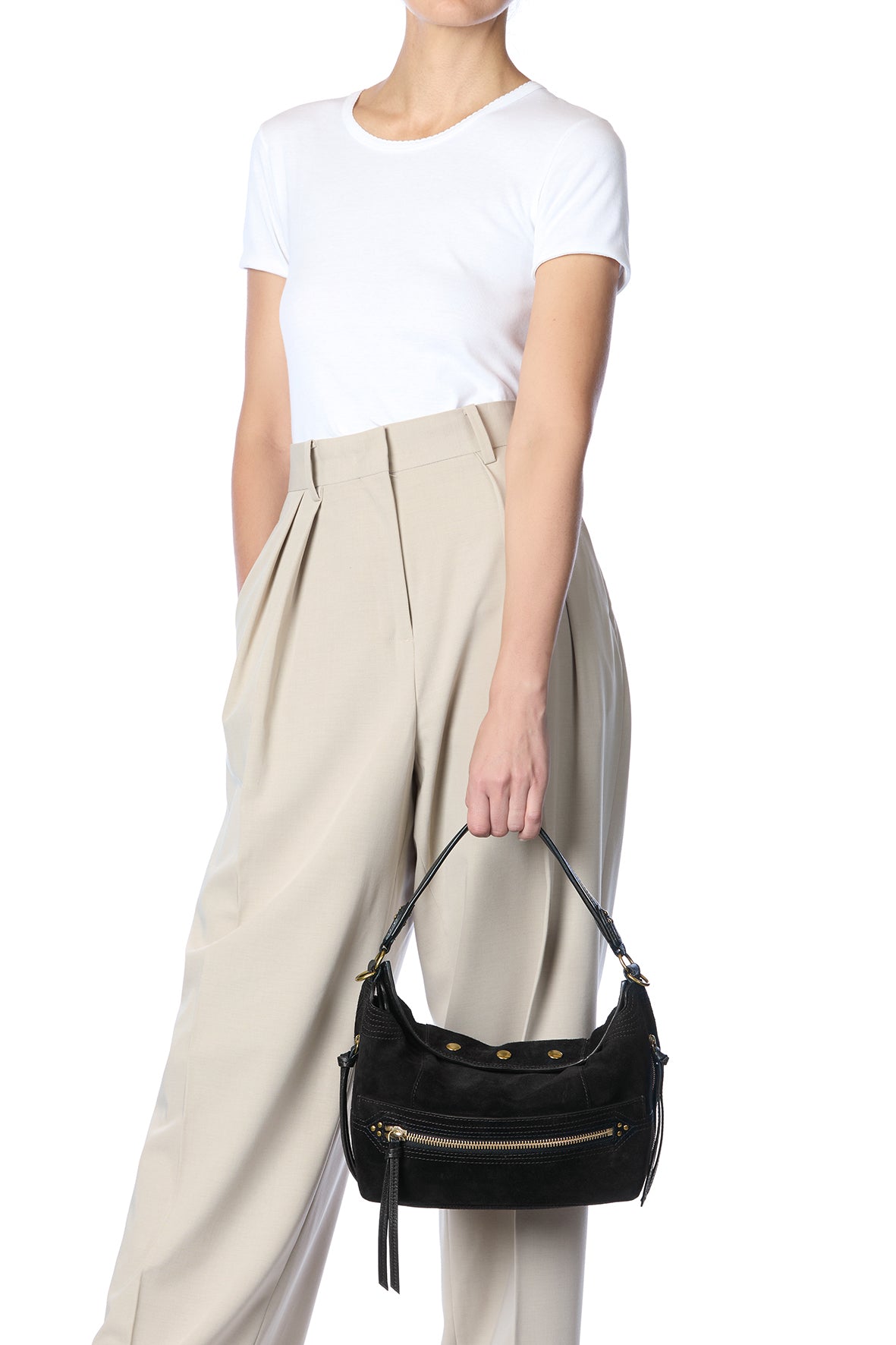 Sac Lucky Hobo Croûte Velours Noir