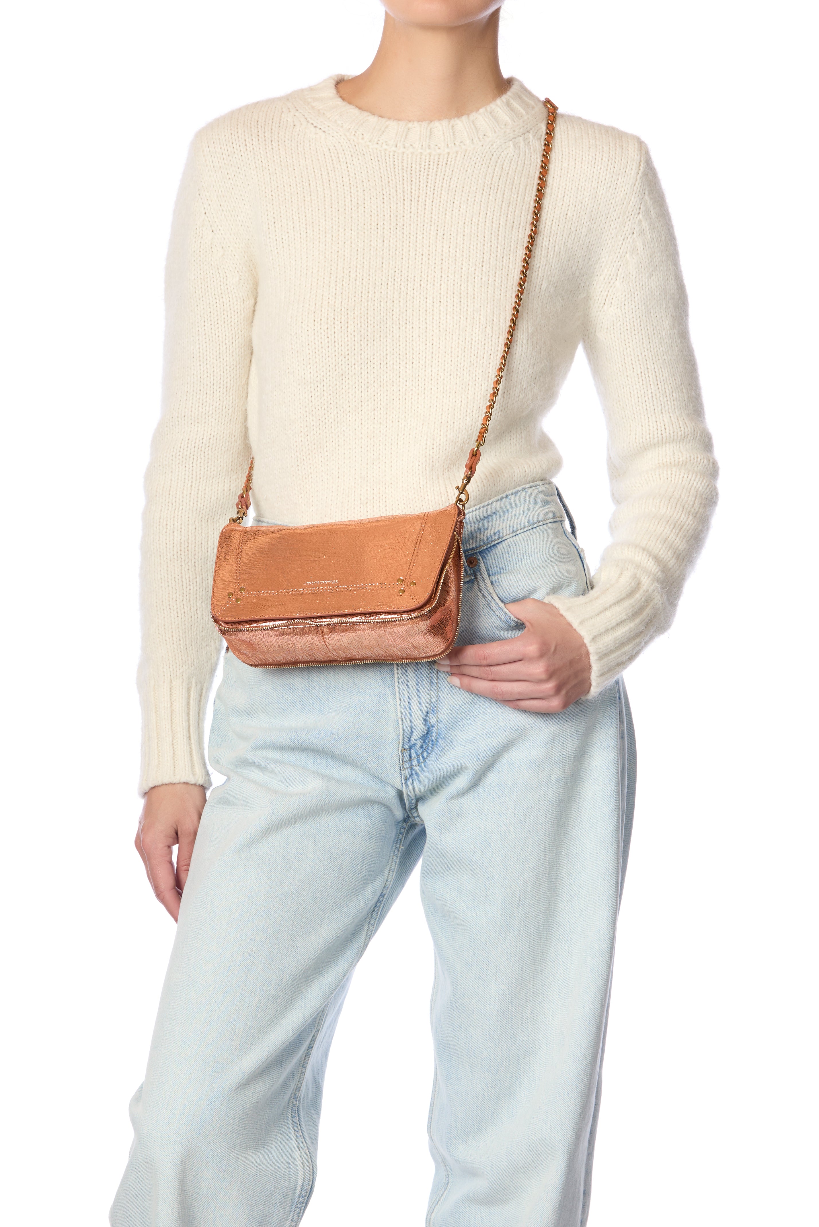 Sac Bobi S Chèvre Lamé Rose Gold