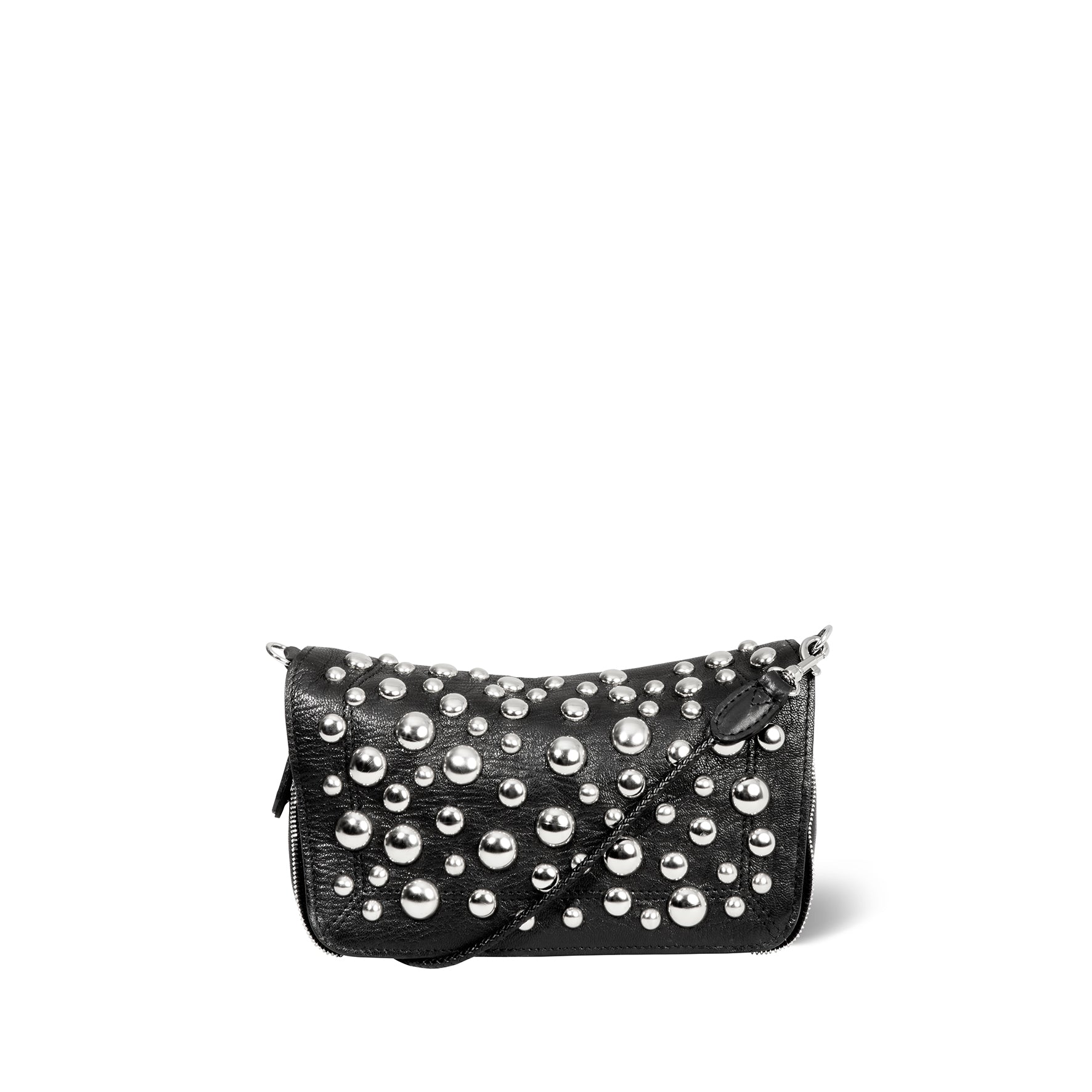 Sac Bobi S Chèvre Noir Grainé Silver