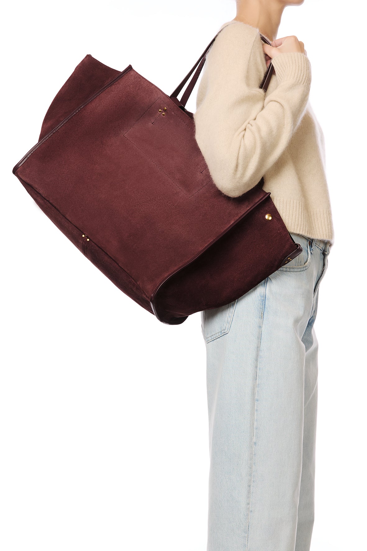 Sac Cabas Léon L croute velours Brulé