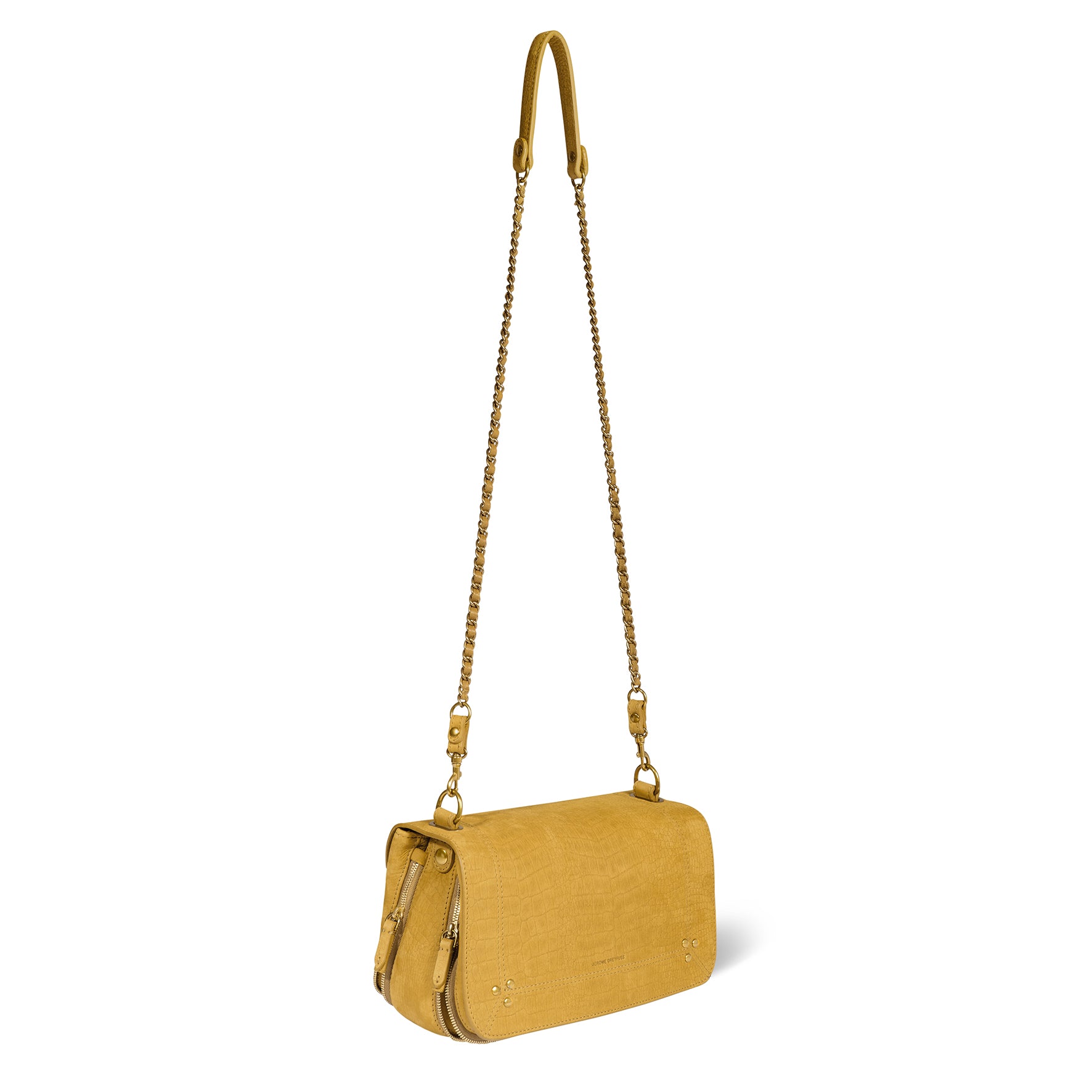 Sac Bobi taurillon Imprimé Croco Moutarde