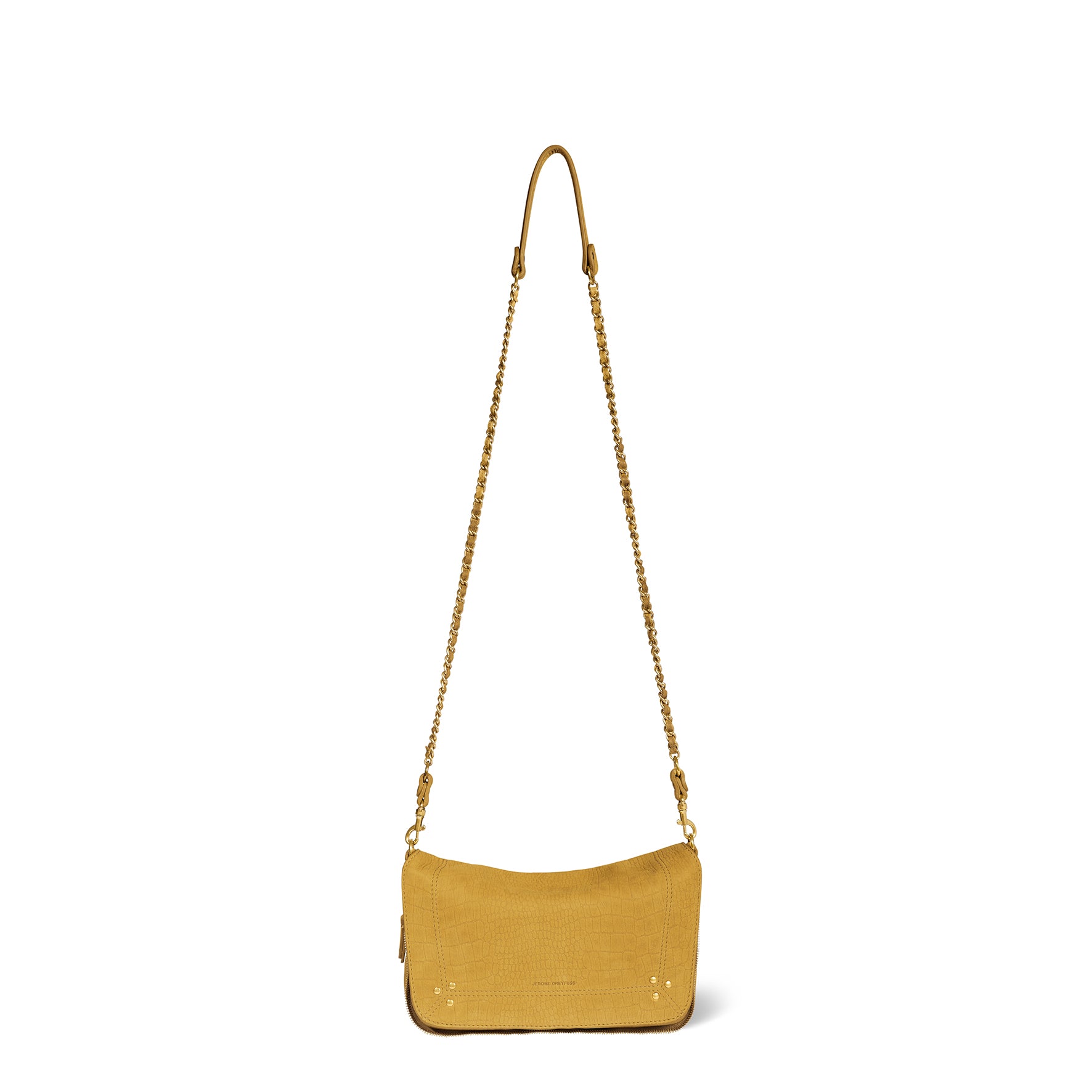Sac Bobi S taurillon Imprimé Croco Moutarde