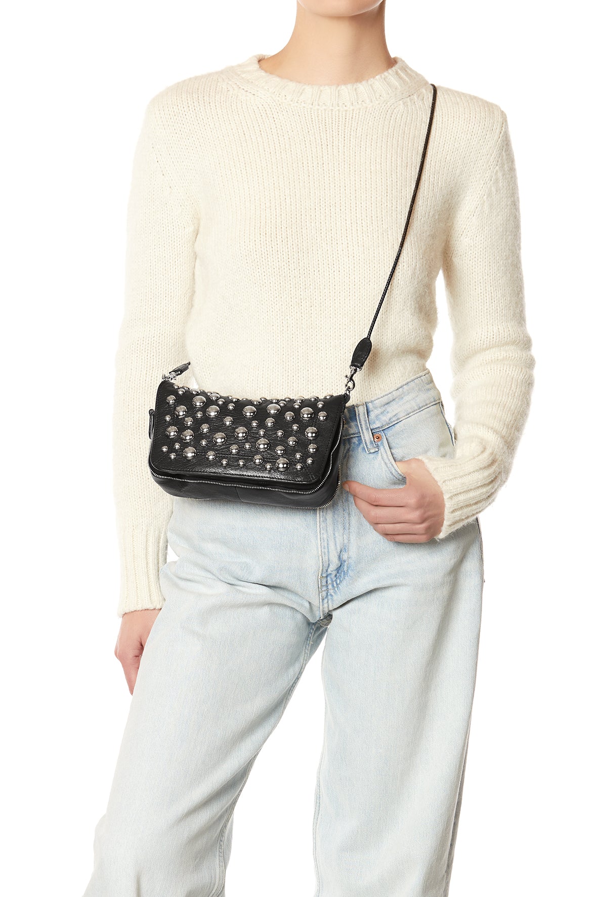 Sac Bobi S Chèvre Noir Grainé Silver