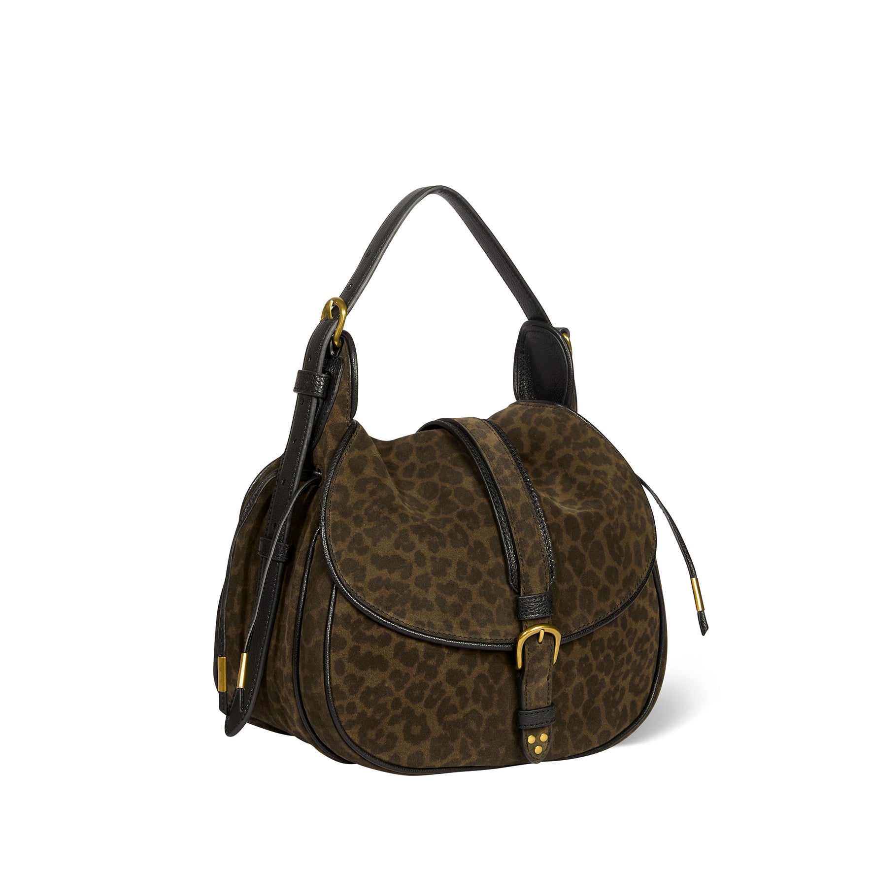 Sac Gildas croute velours Imprimé Léopard kaki