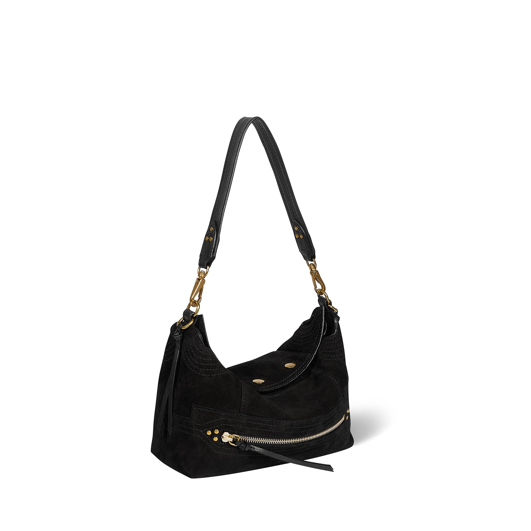 Sac Lucky Hobo Small croute velours Noir