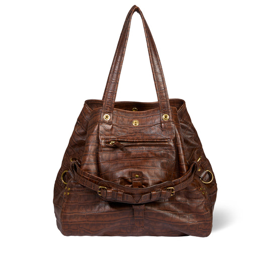 Sac Cabas Billy M Mouton Imprimé Croco Cigare