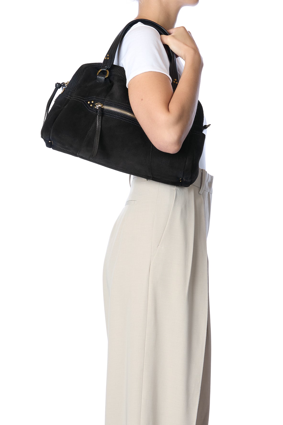 Sac Lucky Bowling Croûte Velours Noir