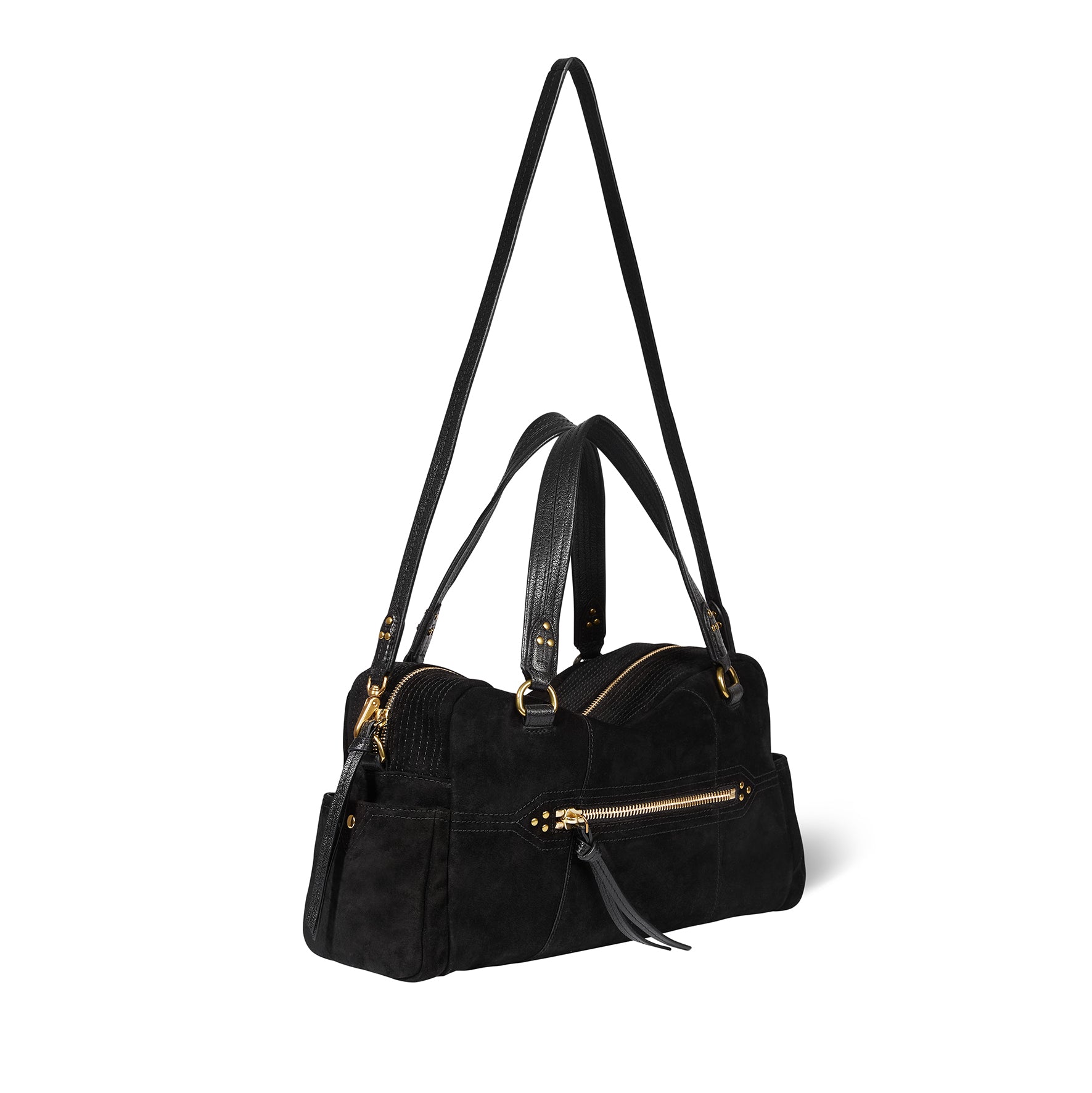 Sac Lucky Bowling Croûte Velours Noir