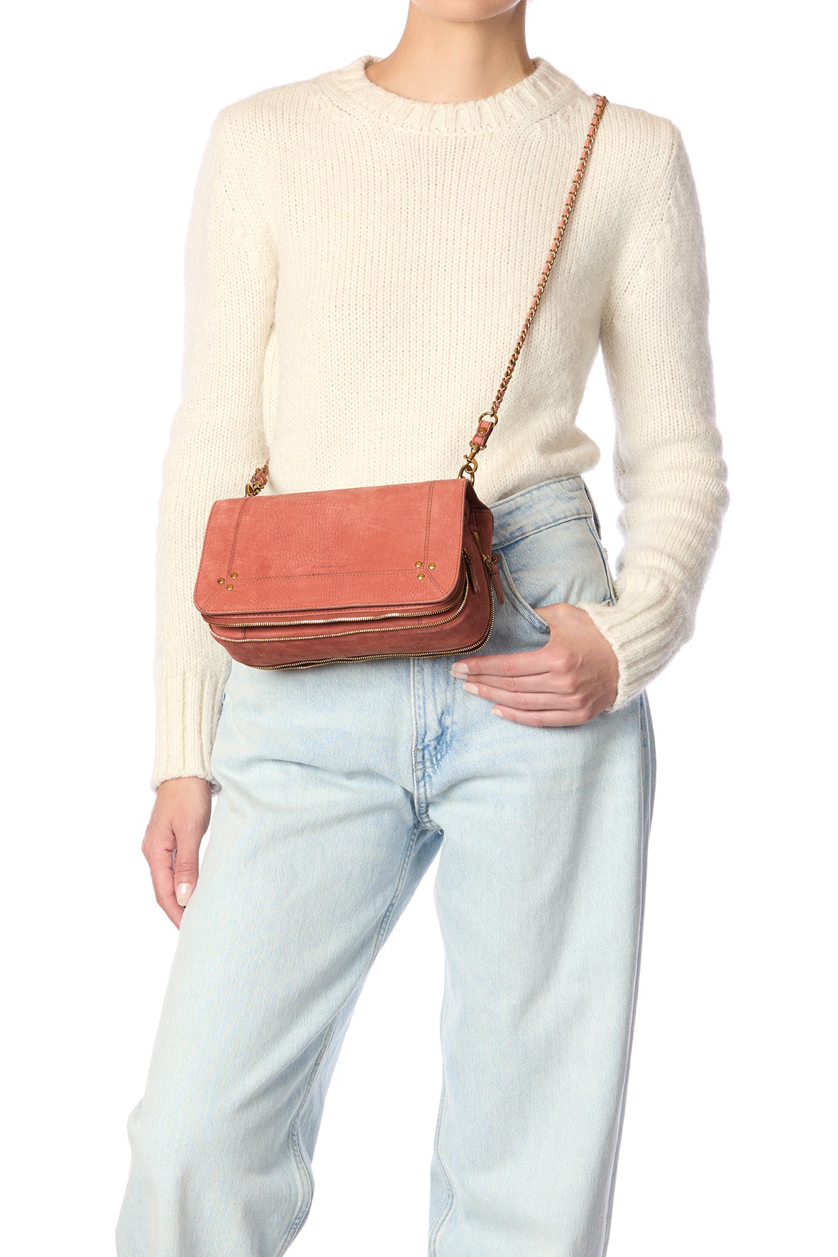 Sac Bobi Taurillon Imprimé Croco Terracotta