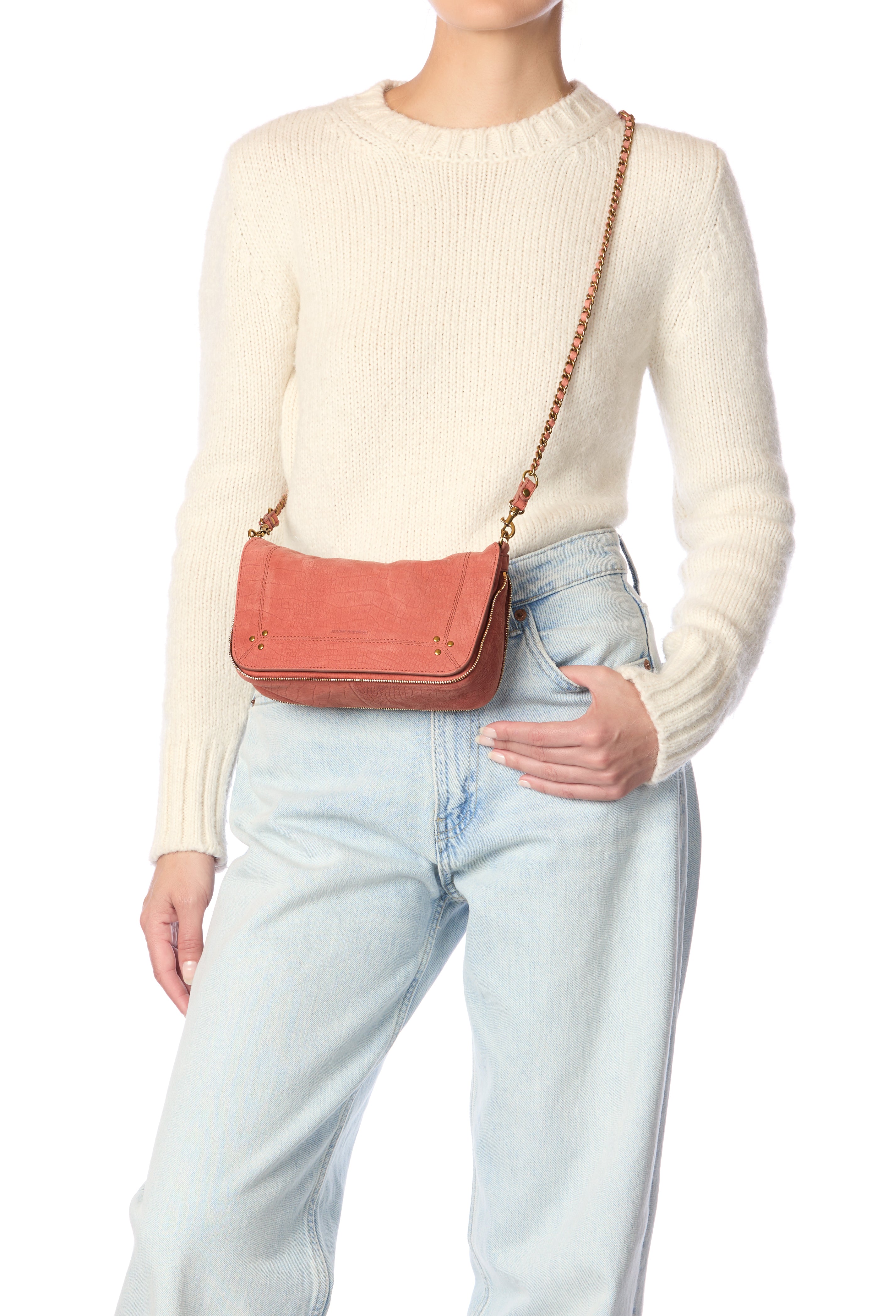 Sac Bobi S Taurillon Imprimé Croco Terracotta