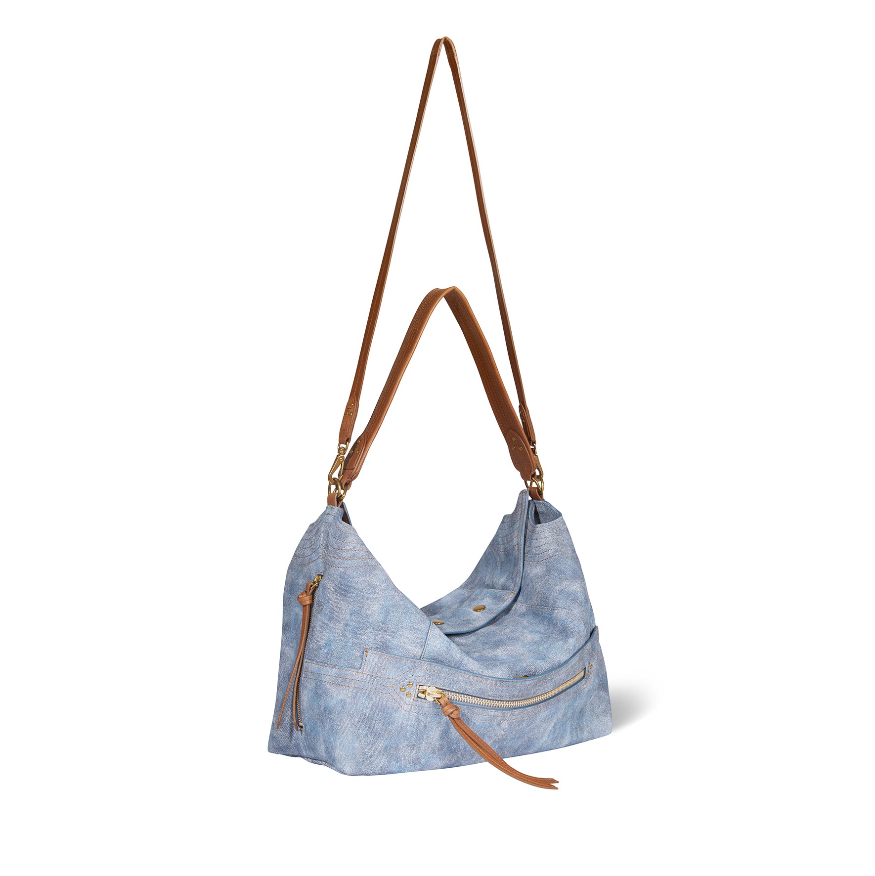 Sac Lucky Hobo Large croute velours Washed Jean's