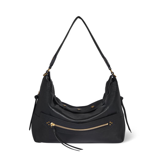 Sac Lucky Hobo Large buffle Noir Brass