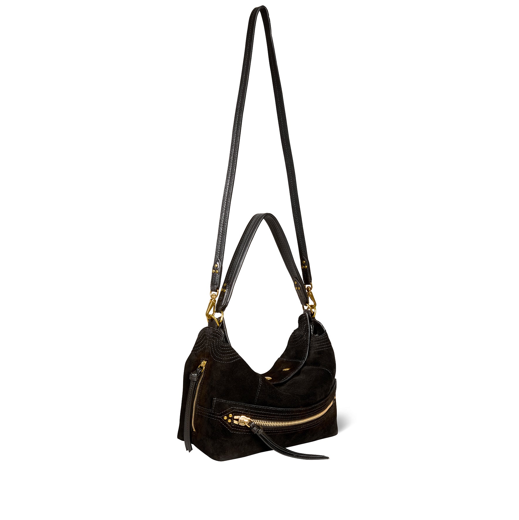Sac Lucky Hobo Croûte Velours Noir