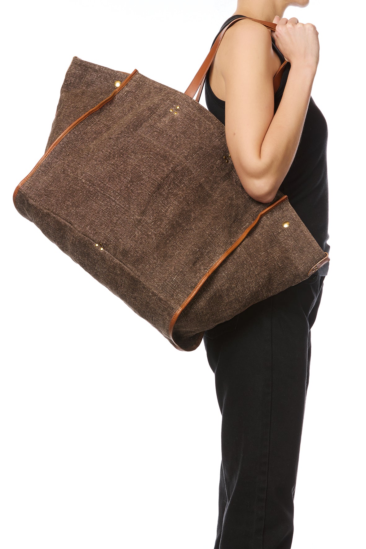 Léon L Tote bag Chocolat Linen – Jérôme Dreyfuss