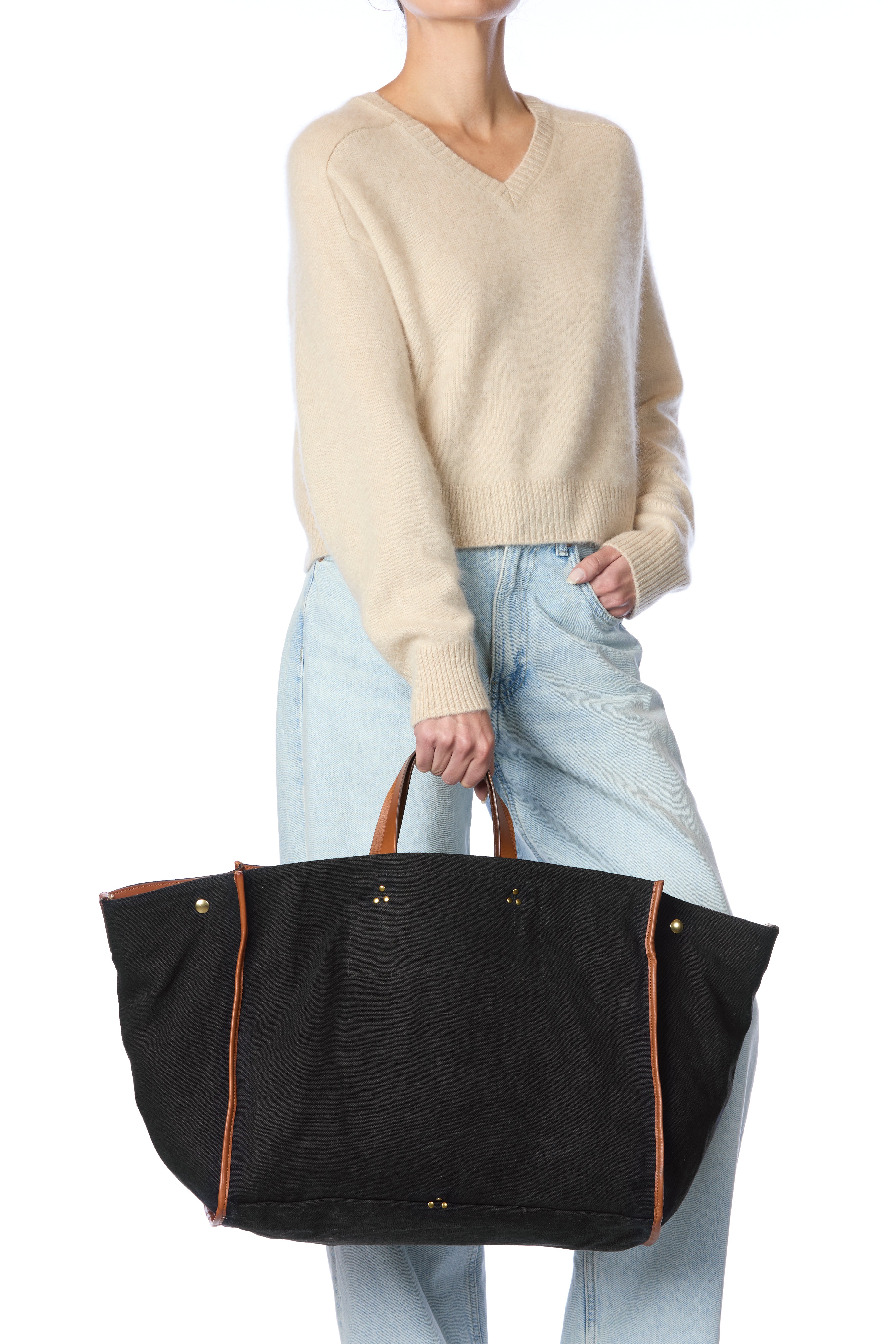 Sac Léon L Toile Lin noir