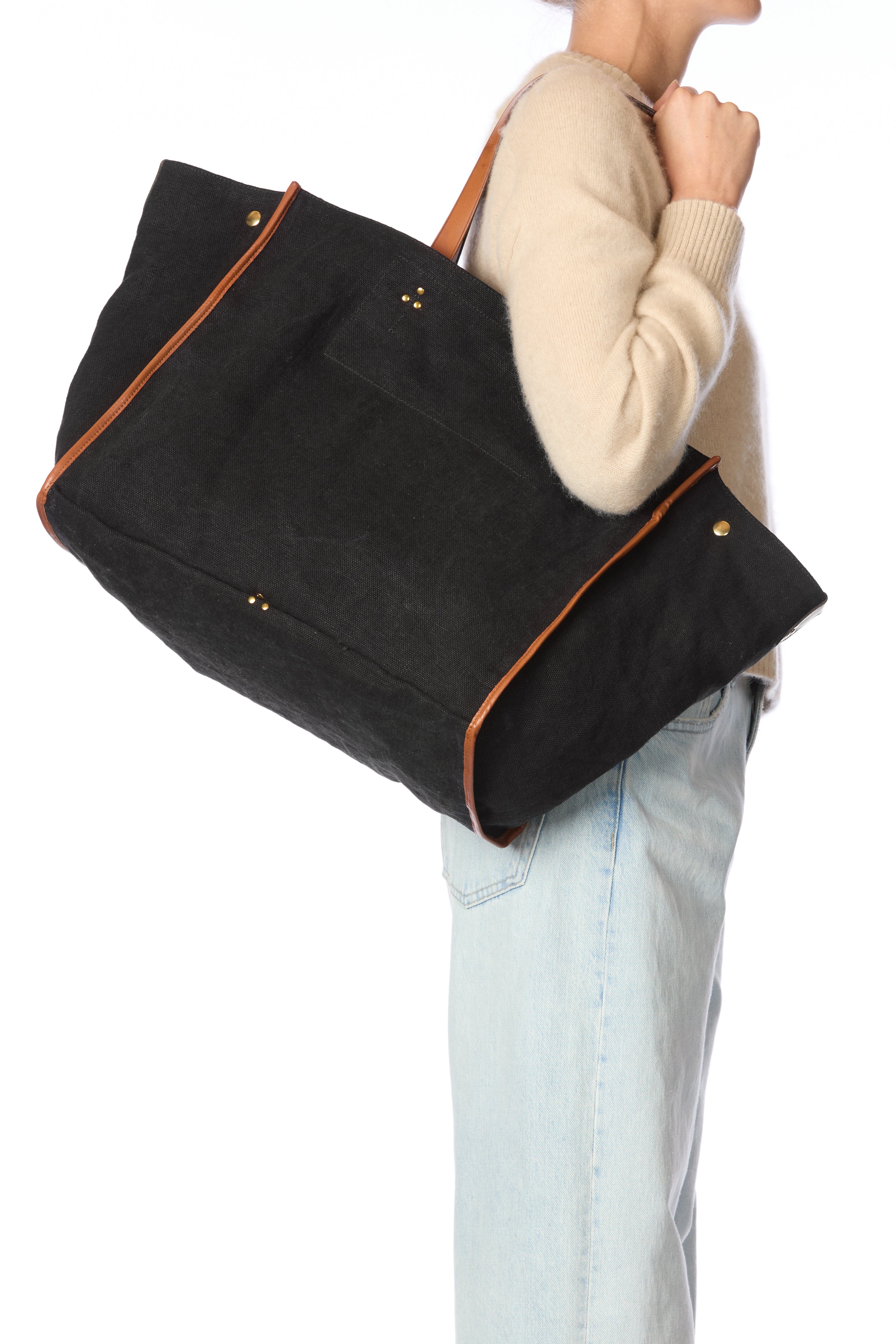 Sac Léon L Toile Lin noir