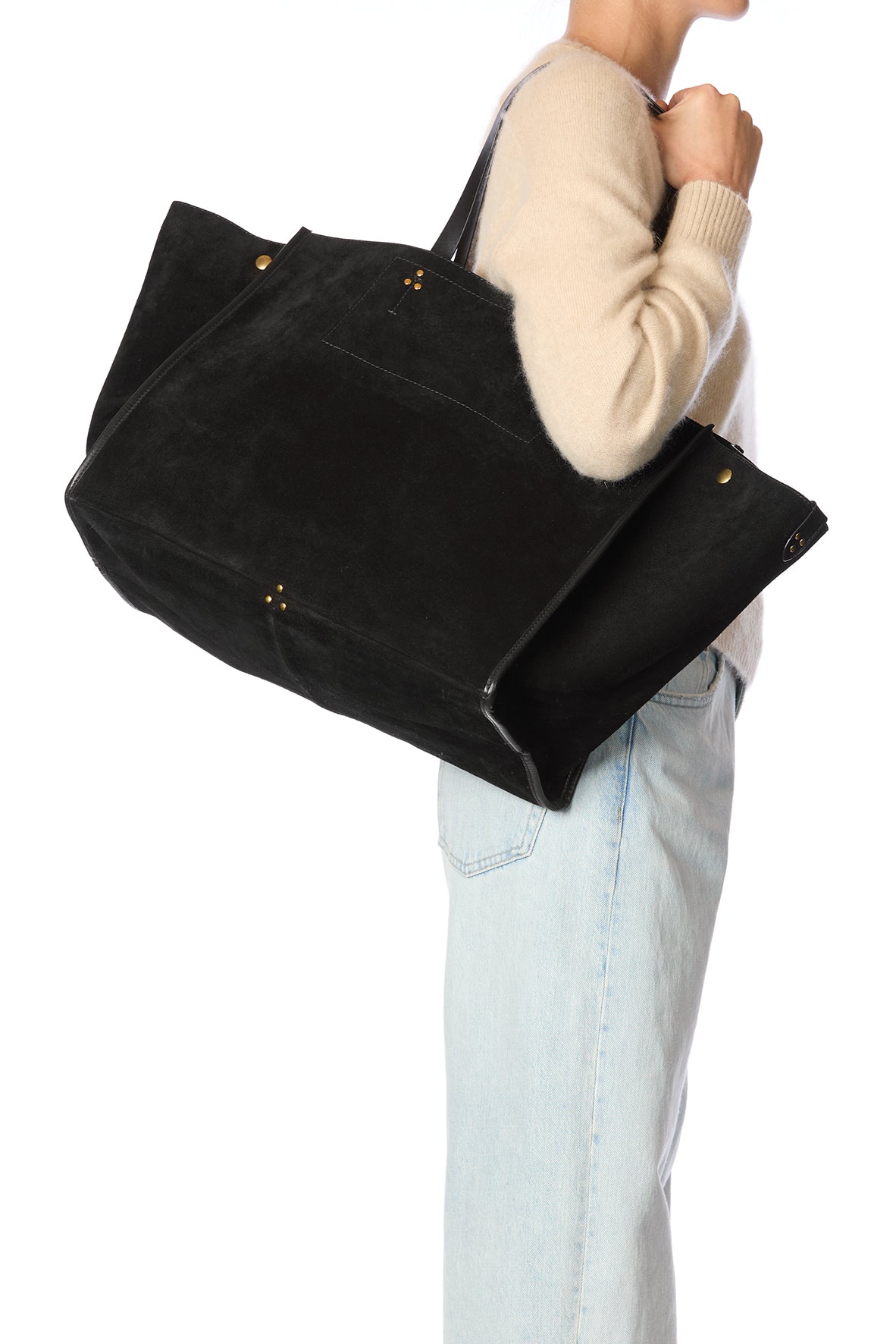 Sac Cabas Léon L croute velours Noir