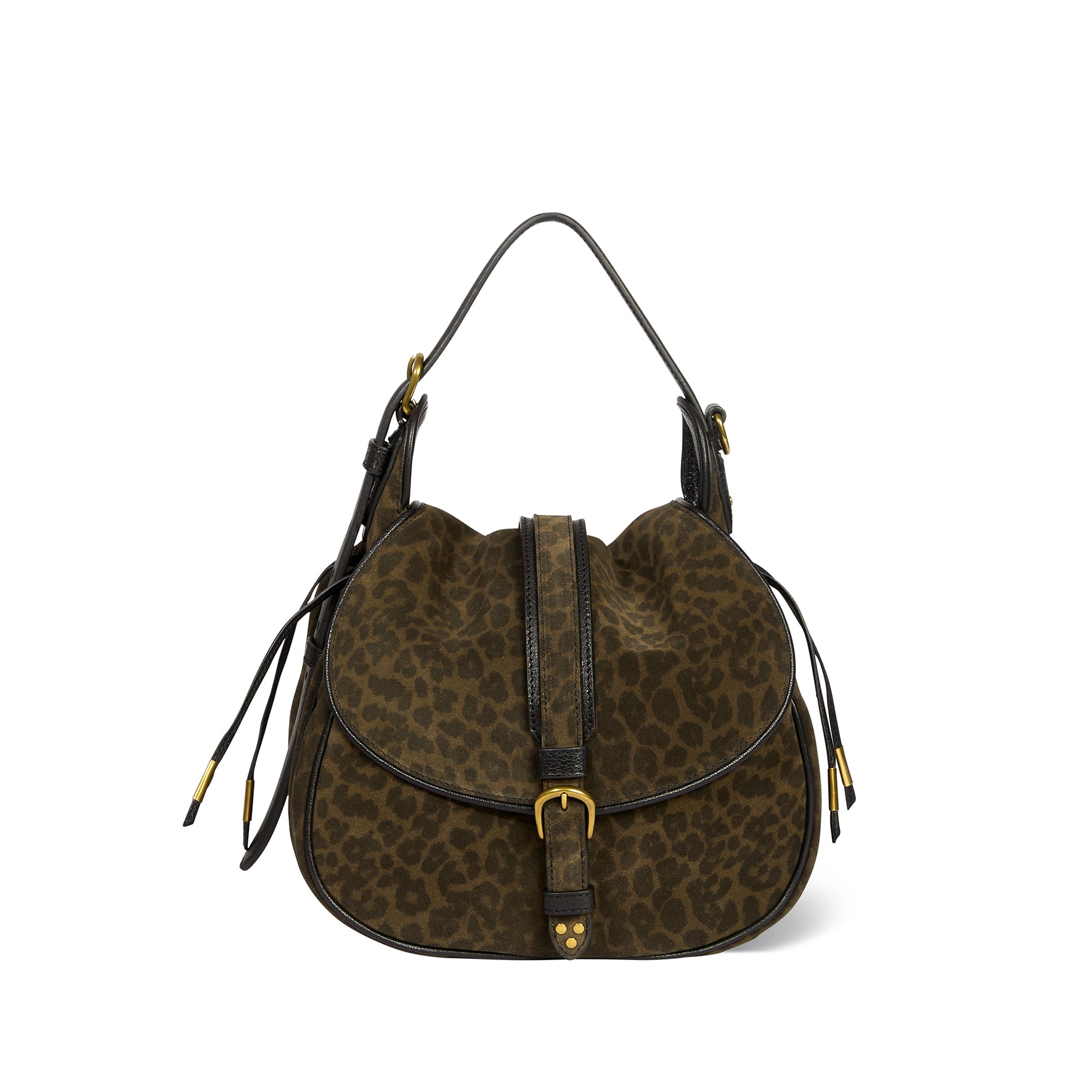 Sac Gildas croute velours Imprimé Léopard kaki