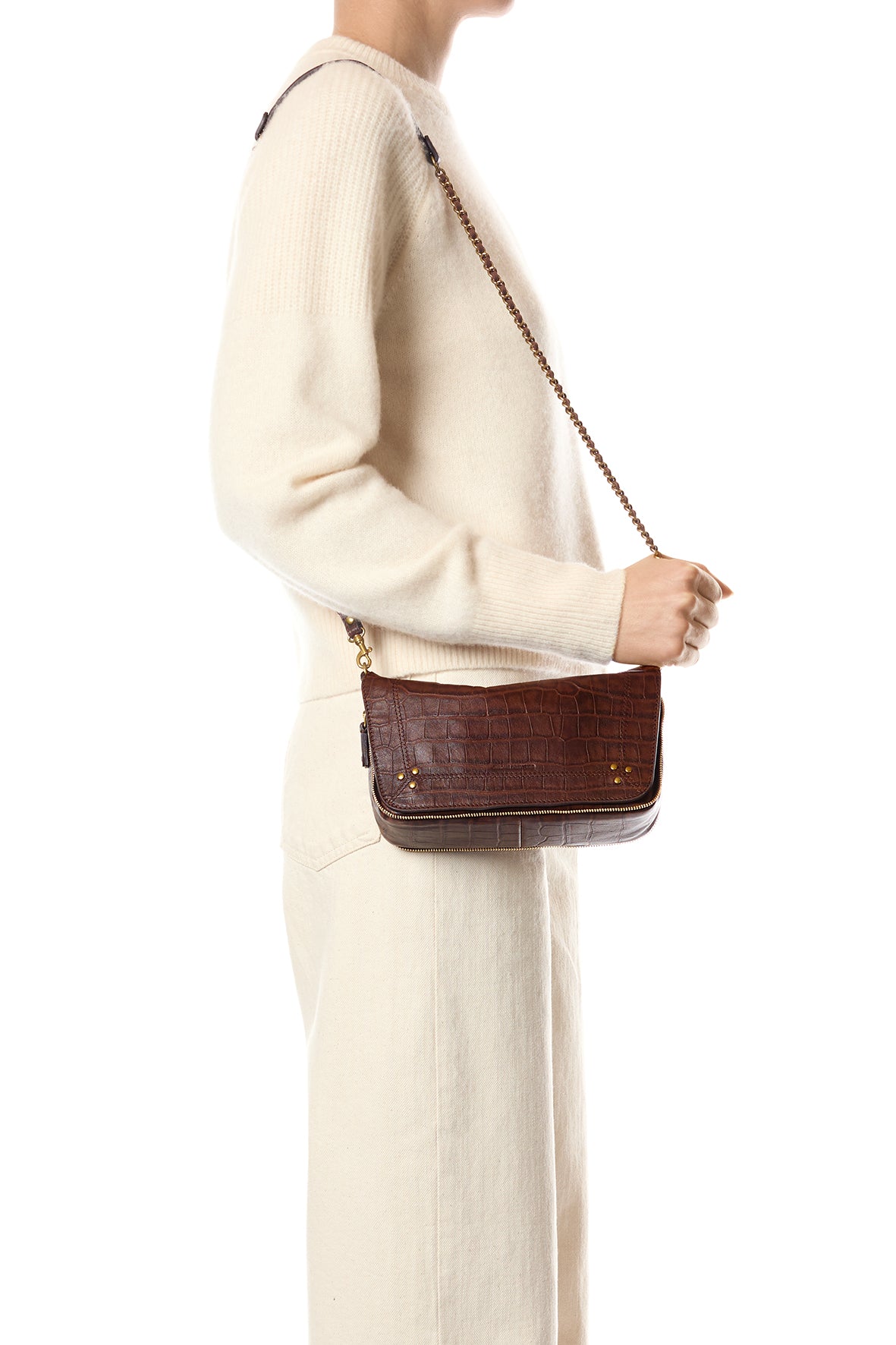 Sac Bobi S Mouton Imprimé Croco Cigare