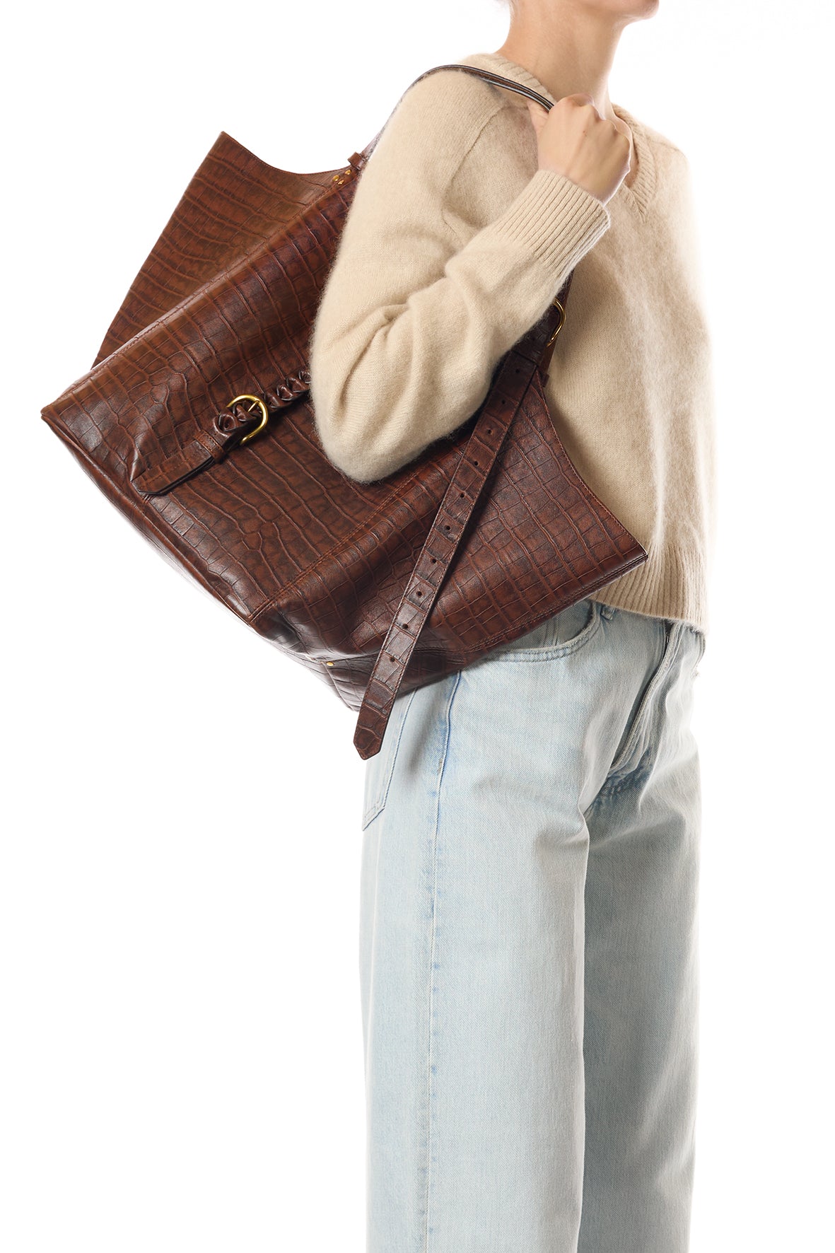 Sac Cabas Joseph M Mouton Imprimé Croco Cigare