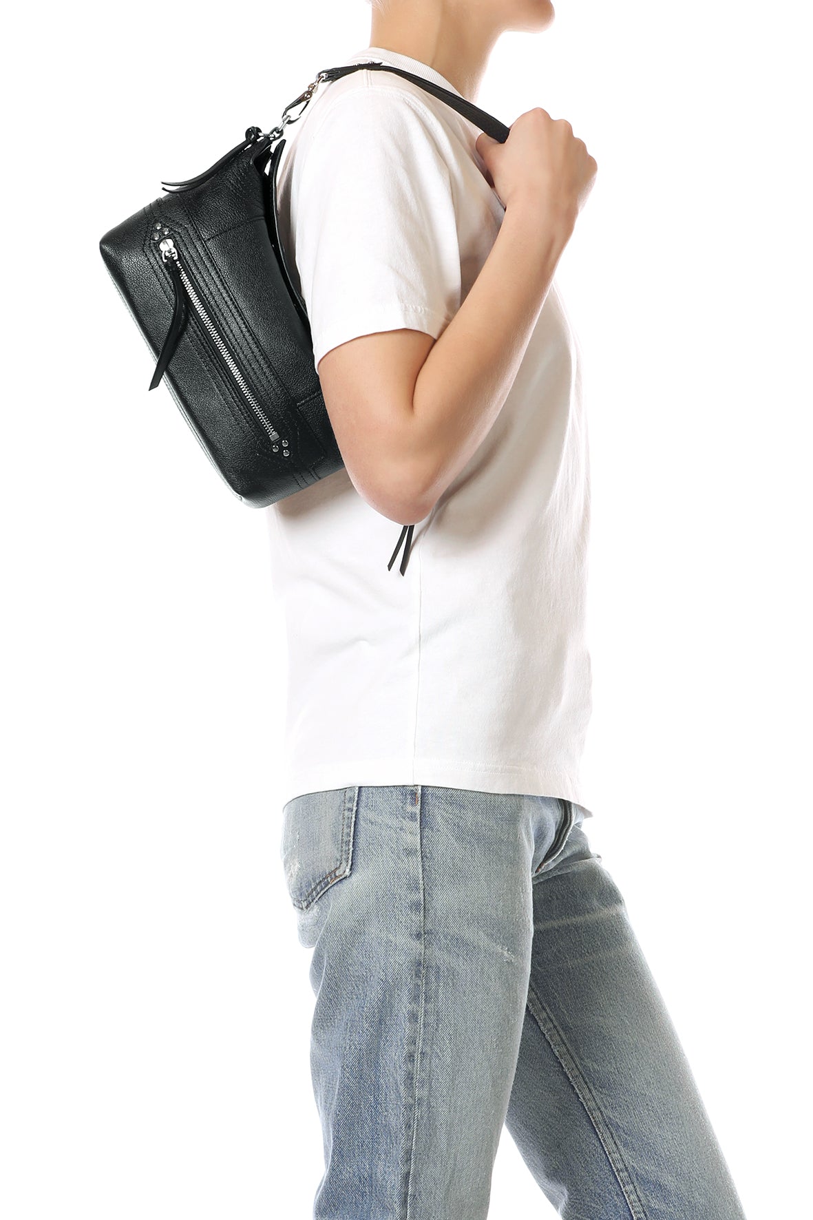Sac Lucky Hobo Small buffle Noir Silver