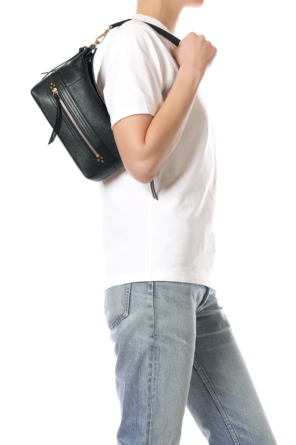 Sac Lucky Hobo Small buffle Noir Brass