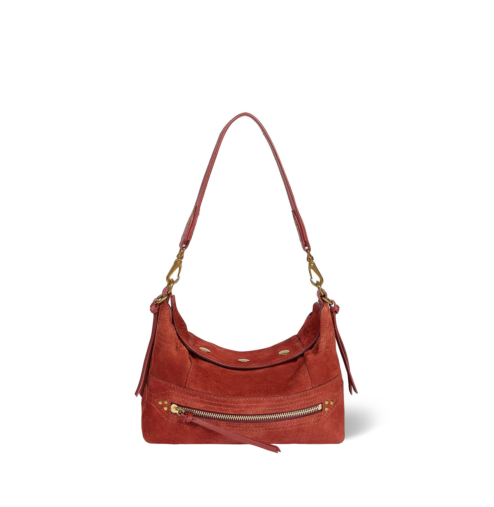 Sac Lucky Hobo Small Croûte Velours Rouille