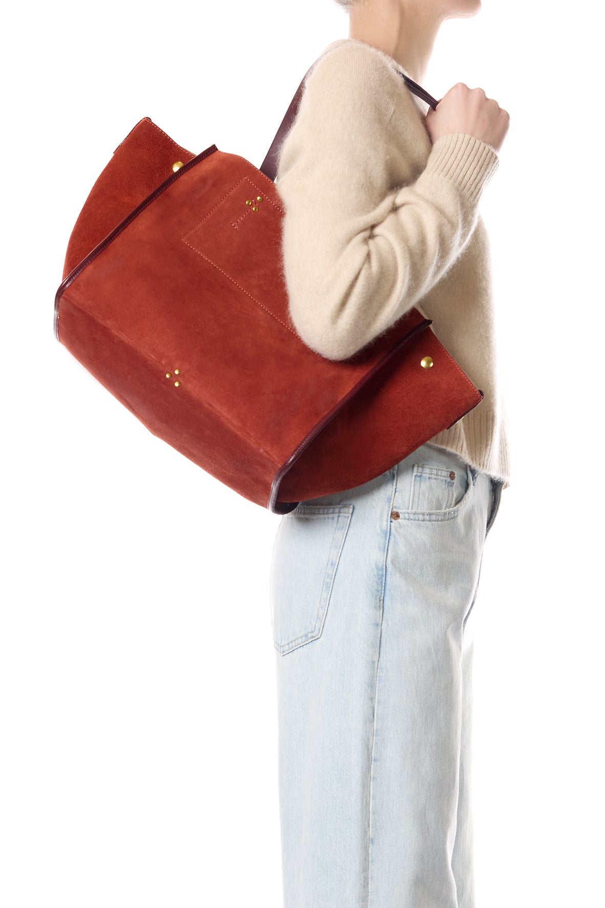 Sac Cabas Léon M Croûte Velours Rouille