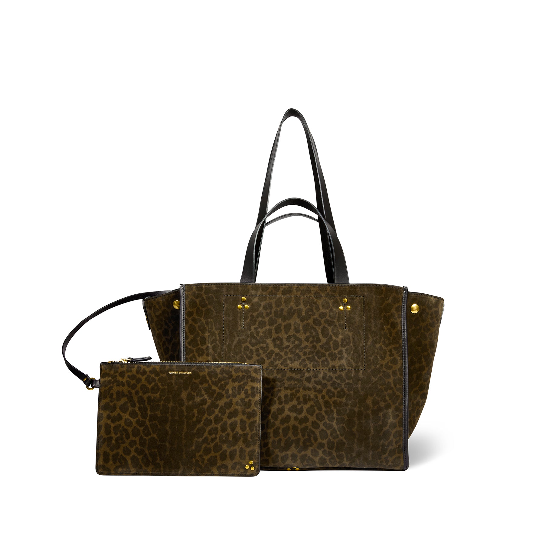 Sac Cabas Léon M Croûte Velours Imprimé Léopard kaki