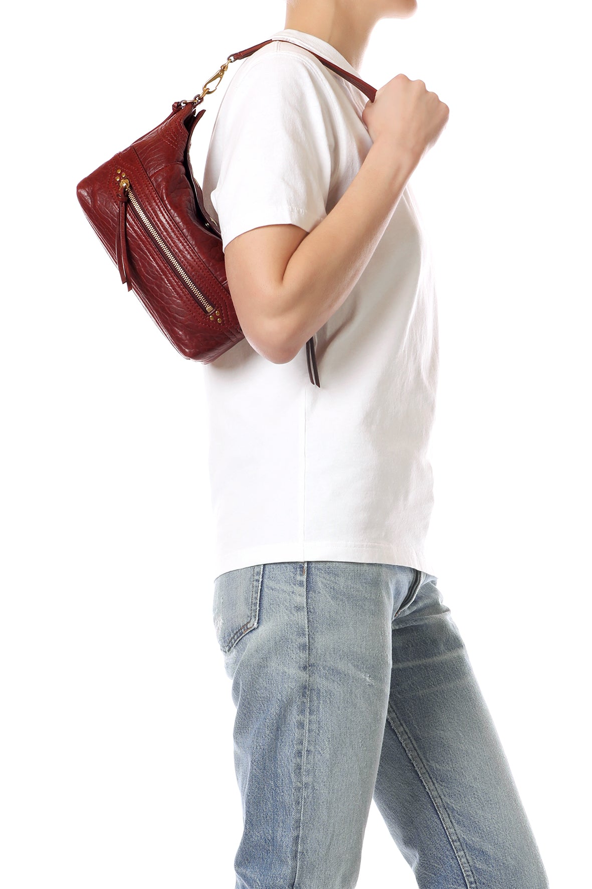 Sac Lucky Hobo Small Agneau Bubble Burgundy