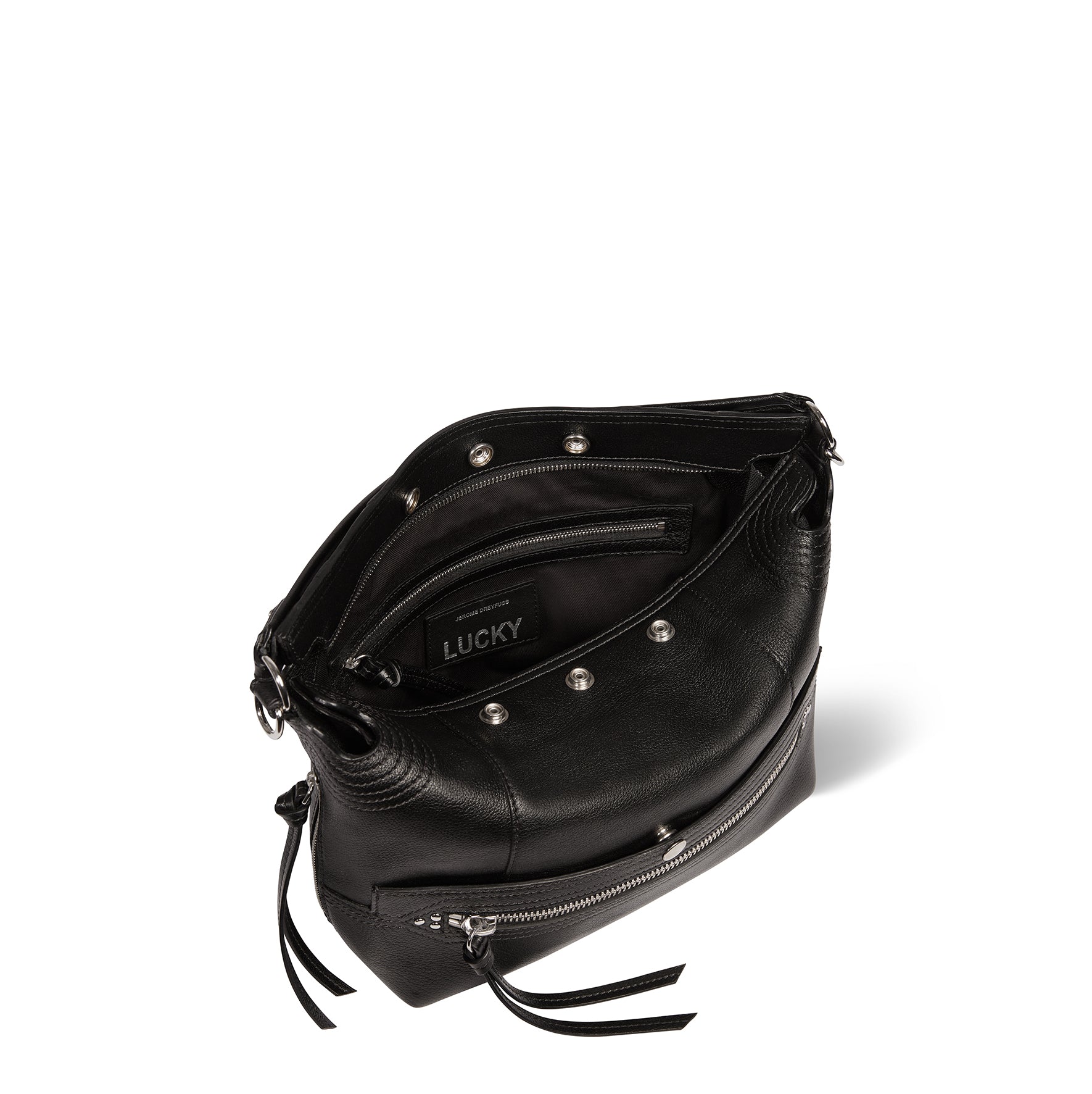Sac Lucky Hobo Buffle Noir Silver