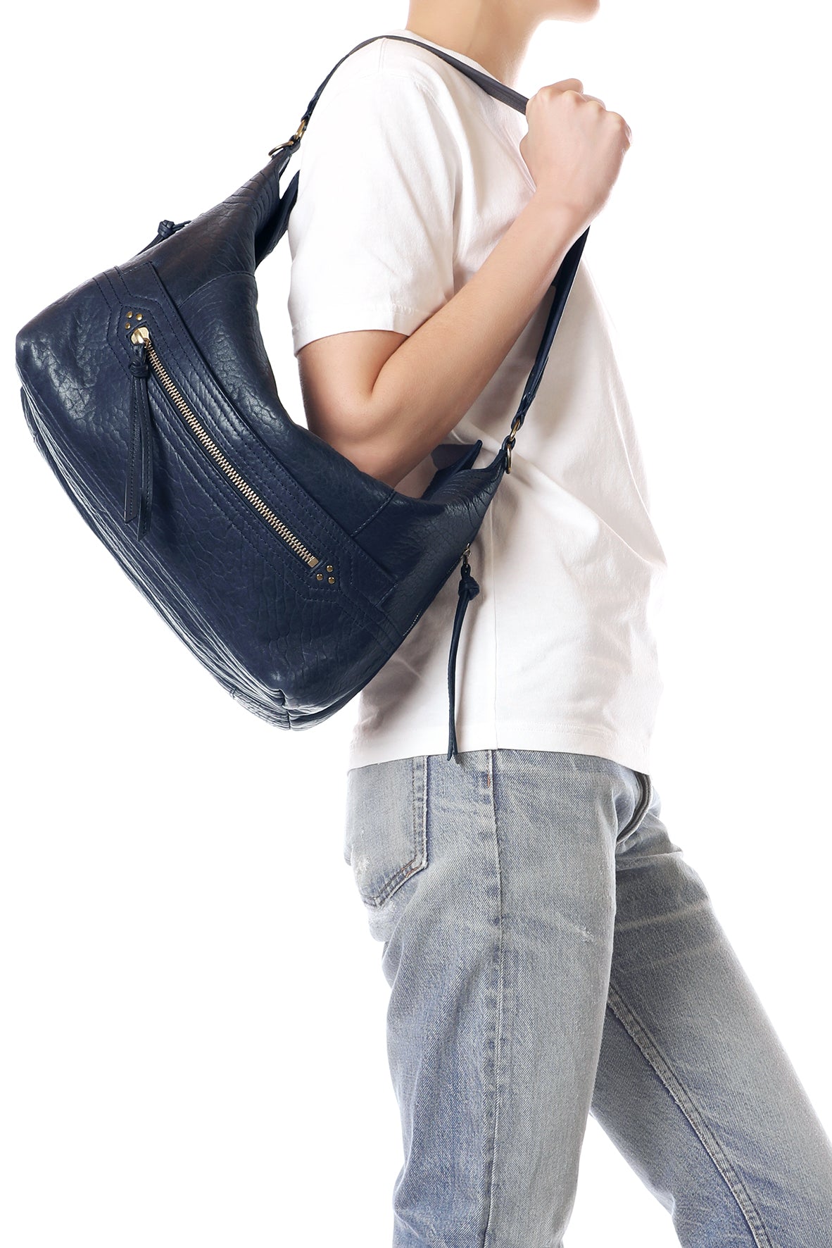 Sac Lucky Hobo Large Agneau Bubble Night Blue