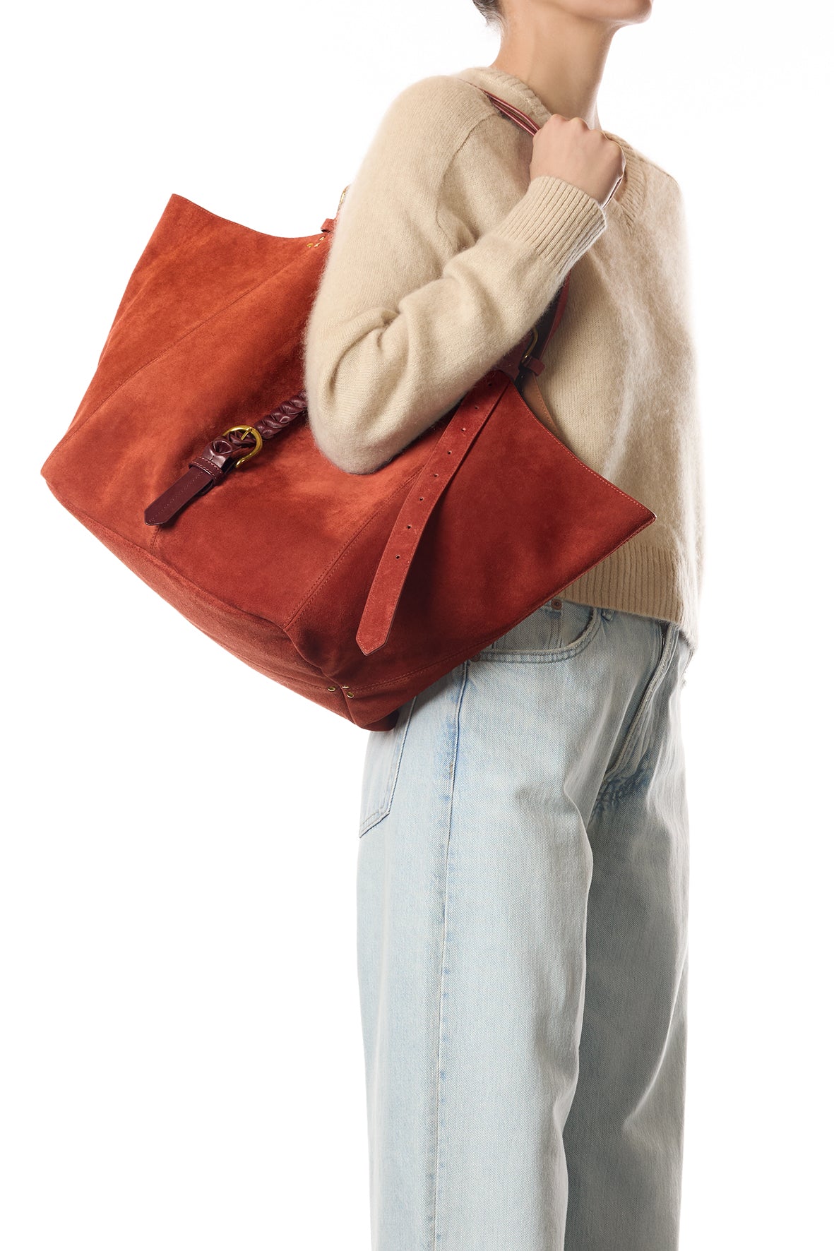 Sac Cabas Joseph M Croûte Velours Rouille