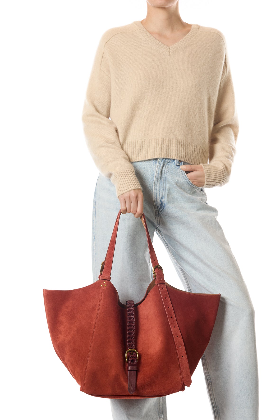 Sac Cabas Joseph M Croûte Velours Rouille
