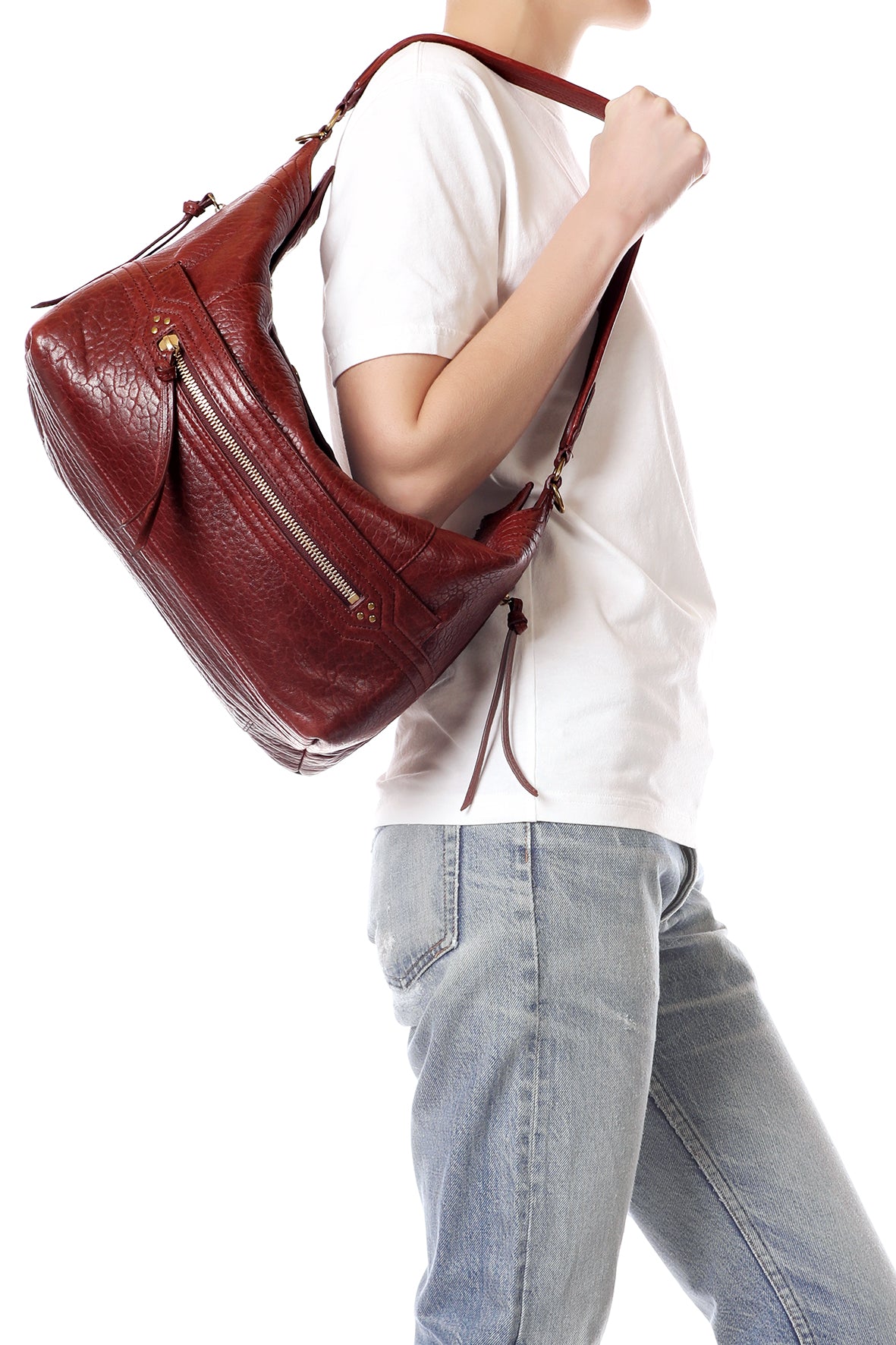 Sac Lucky Hobo Large Agneau Bubble Burgundy