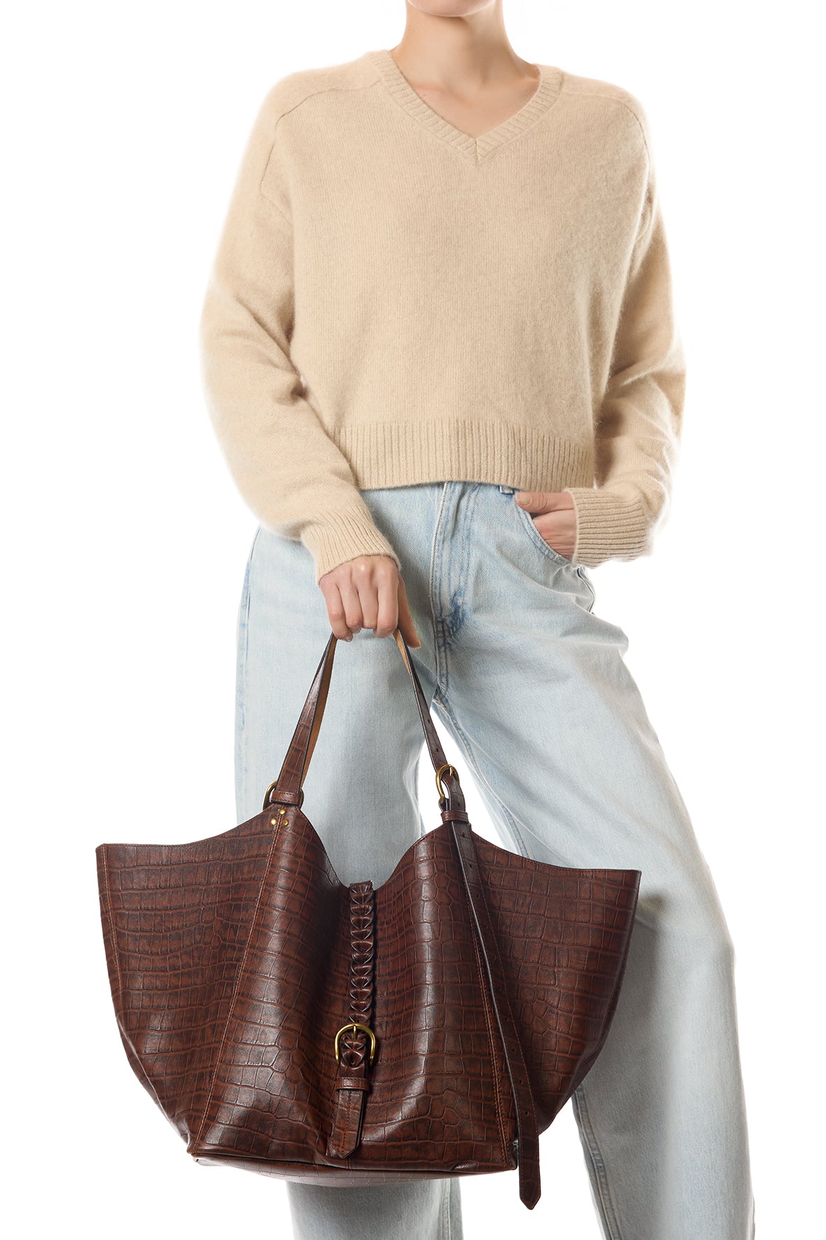 Sac Cabas Joseph M Mouton Imprimé Croco Cigare