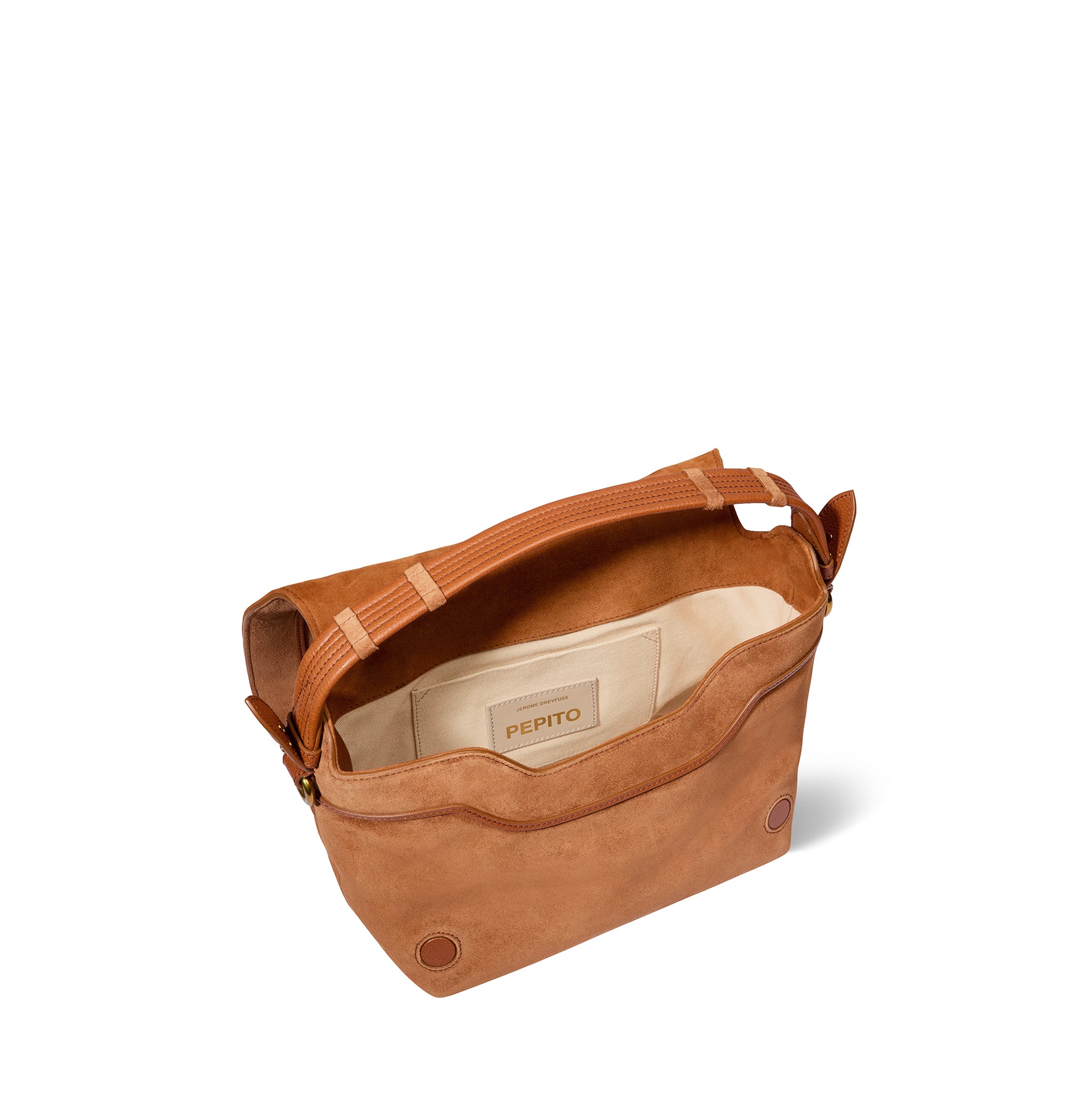Sac Pepito M Croûte Velours Caramel