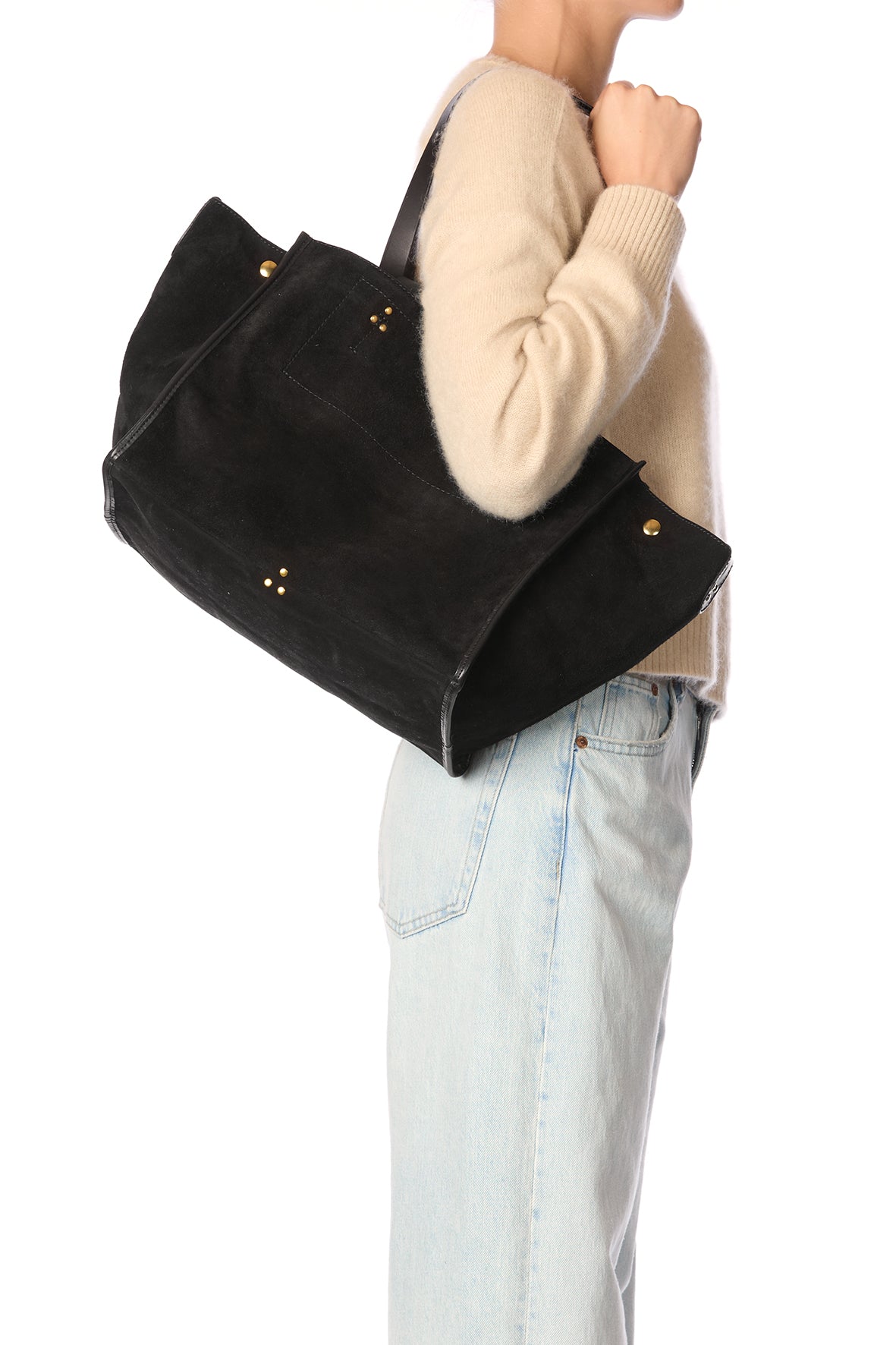 Sac Cabas Léon M croute velours Noir
