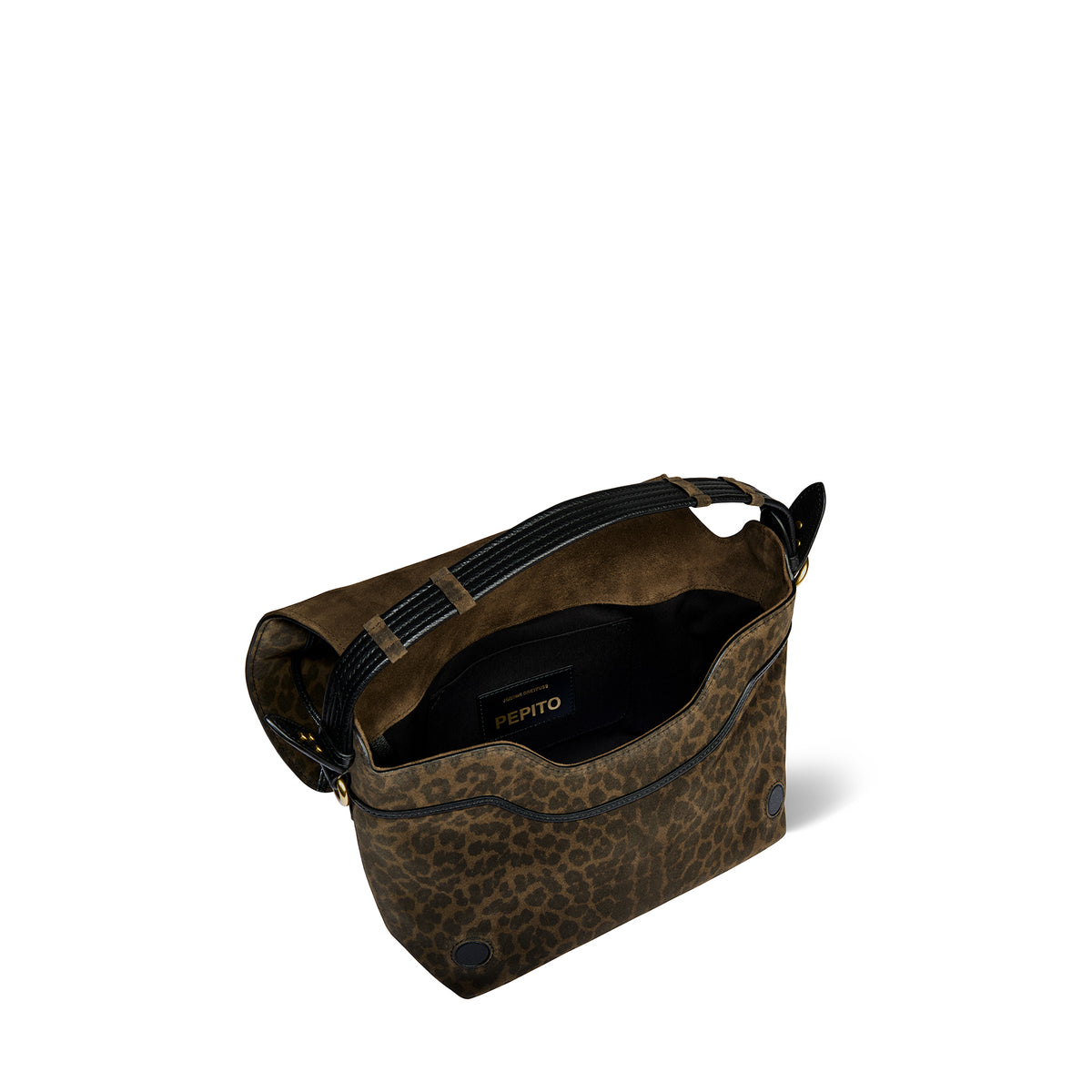 Sac Pepito M Croûte Velours Imprimé Léopard kaki