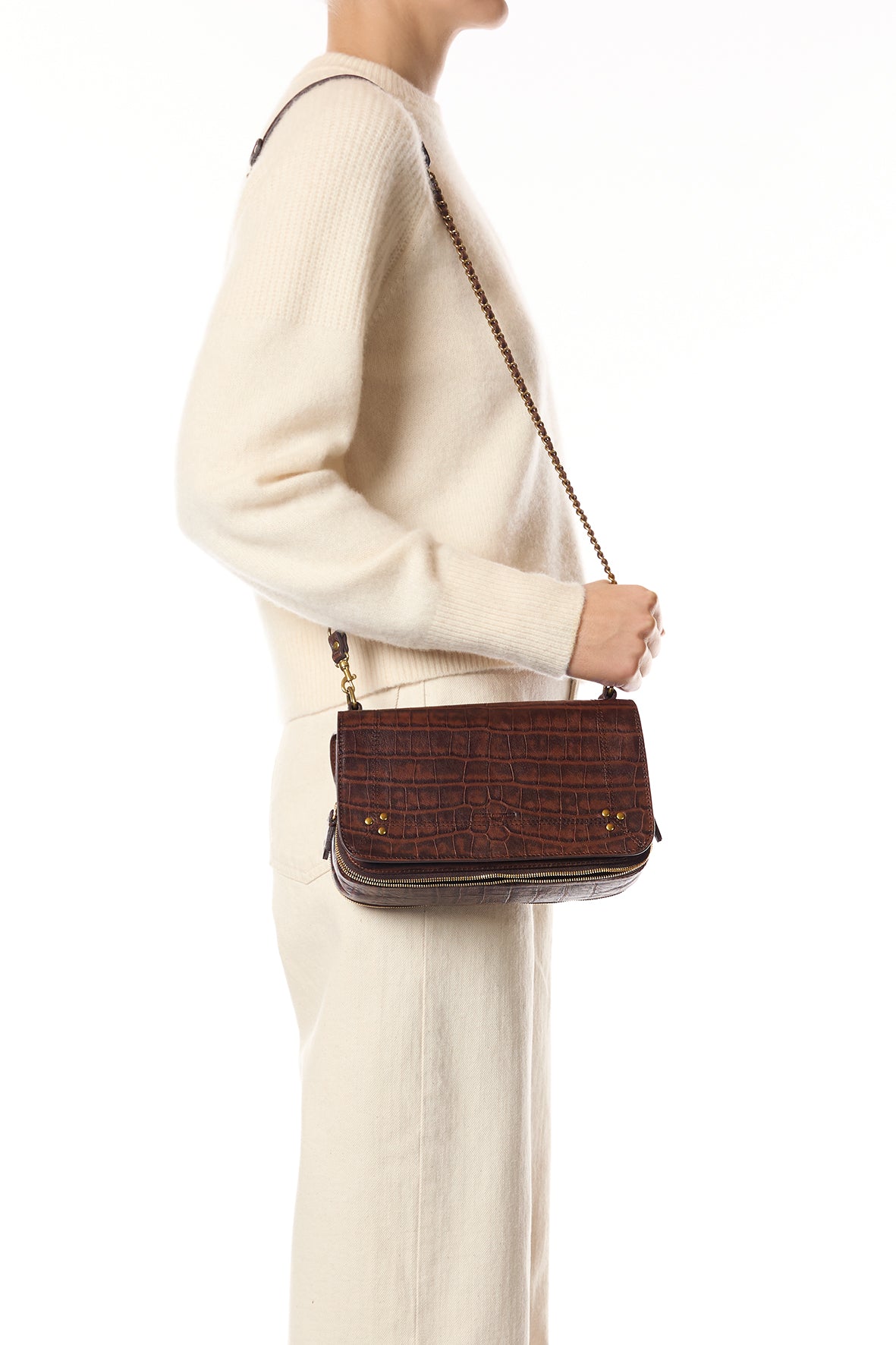 Sac Bobi Mouton Imprimé Croco Cigare