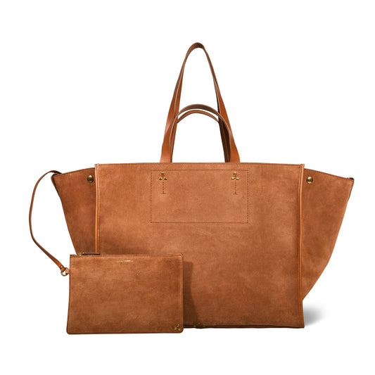 Sac Cabas Léon L Croûte Velours Caramel