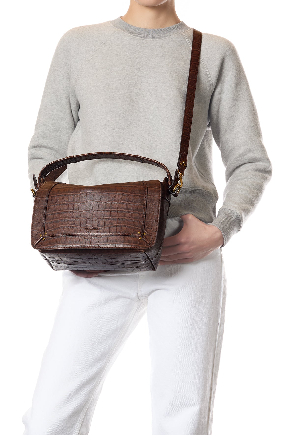 Sac Pepito M Mouton Imprimé Croco Cigare