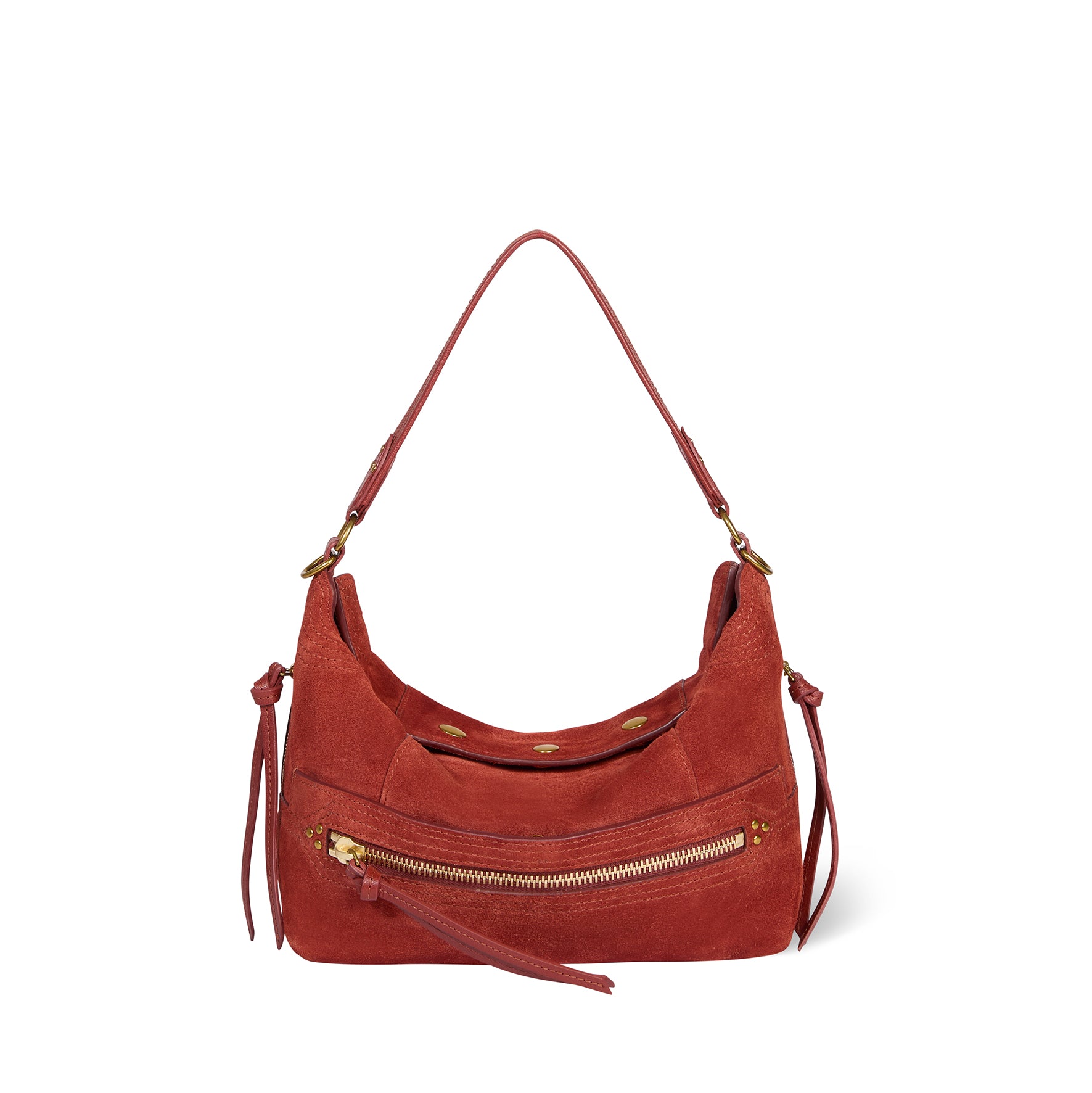 Sac Lucky Hobo Croûte Velours Rouille